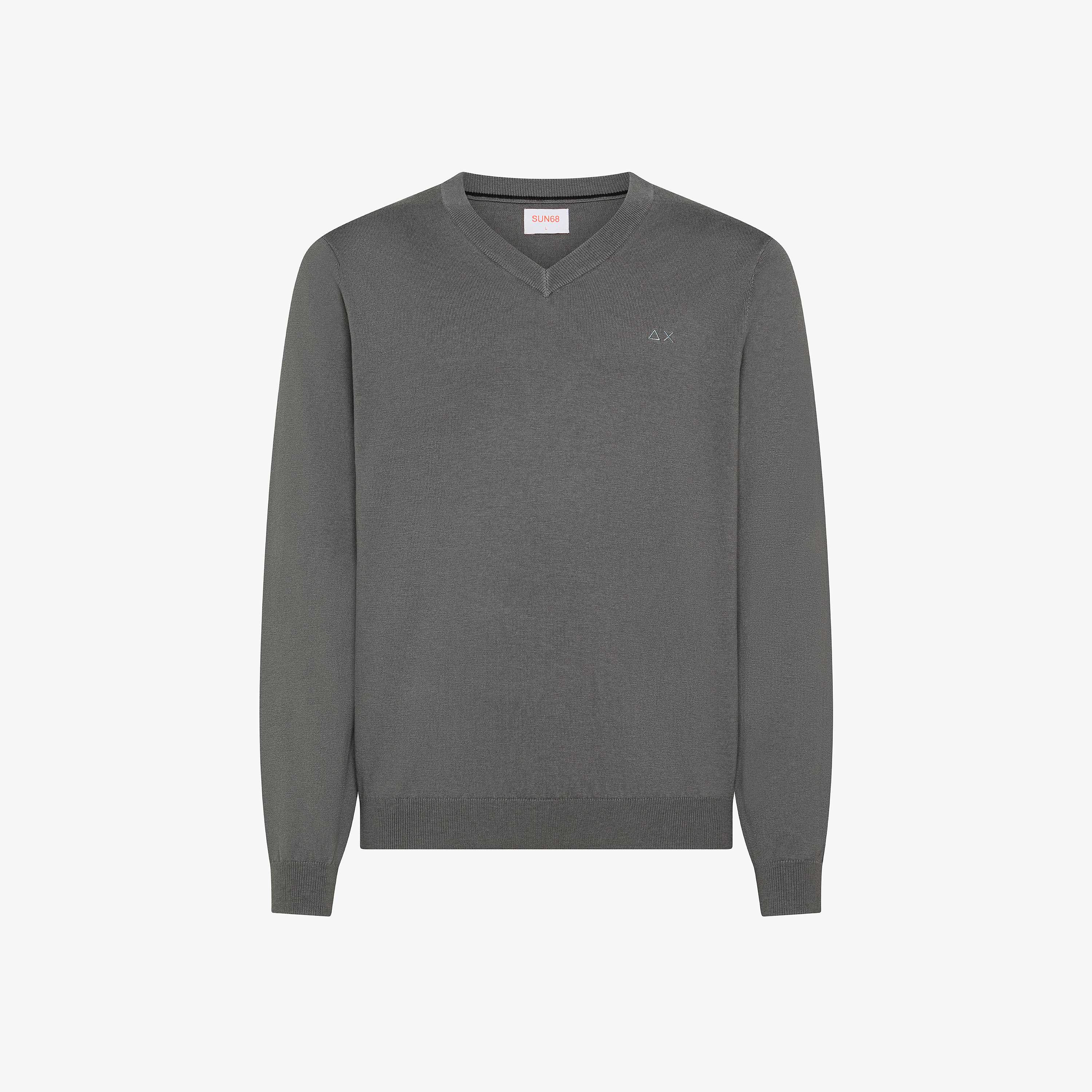 Maglia in lana e cotone con scollo a V grigio scuro