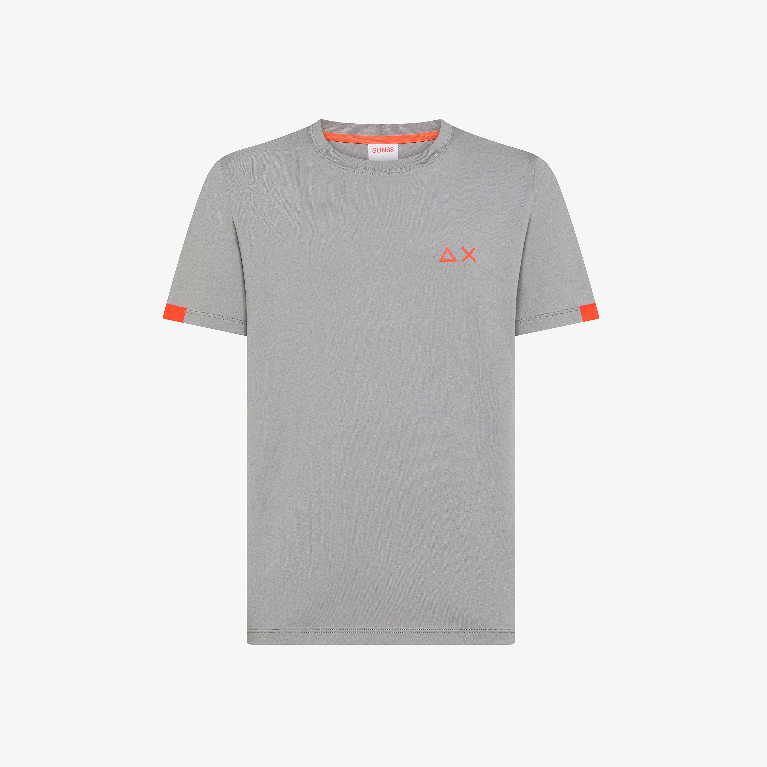 Medium grey cotton t-shirt with fluorescent logo