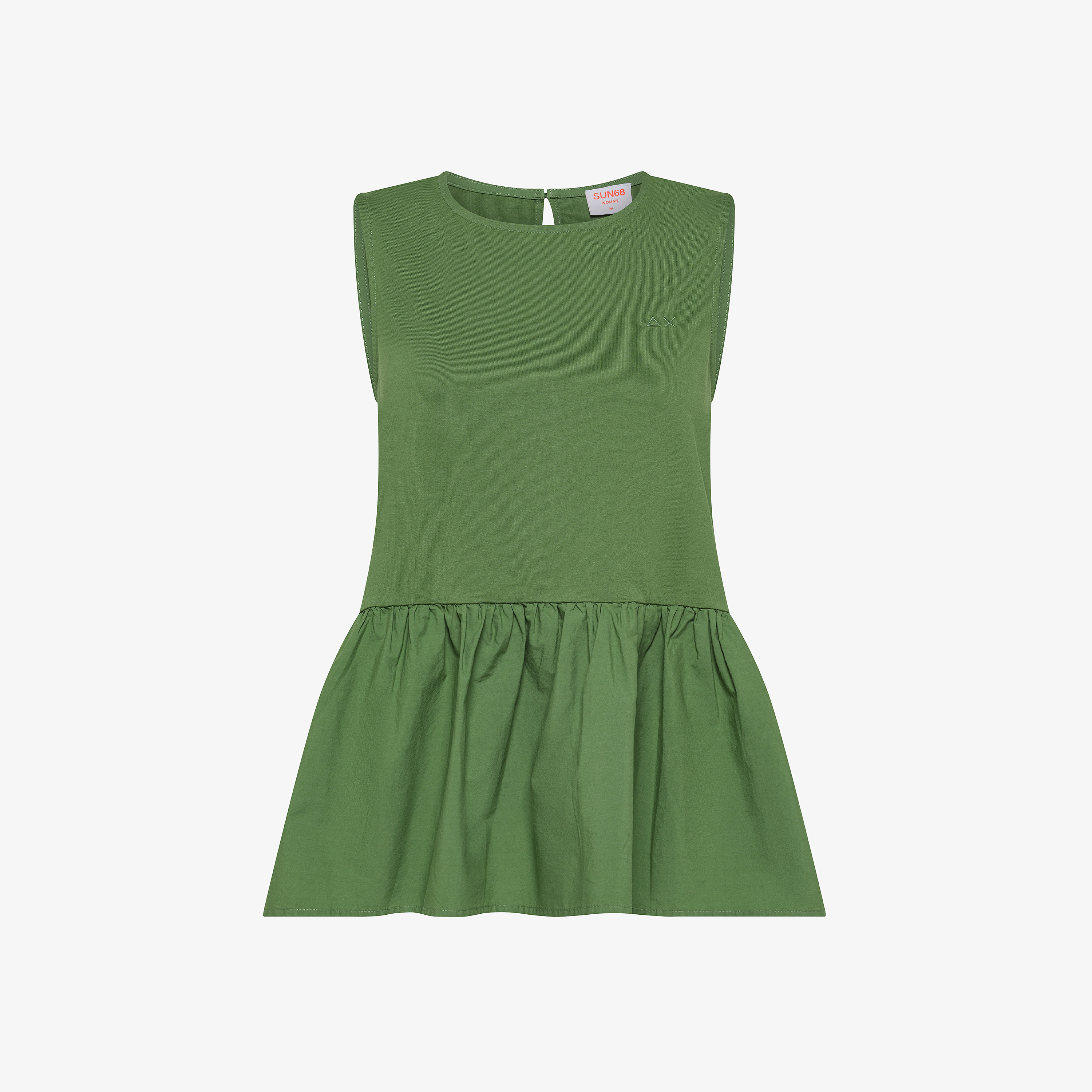 Top in cotone verde salvia