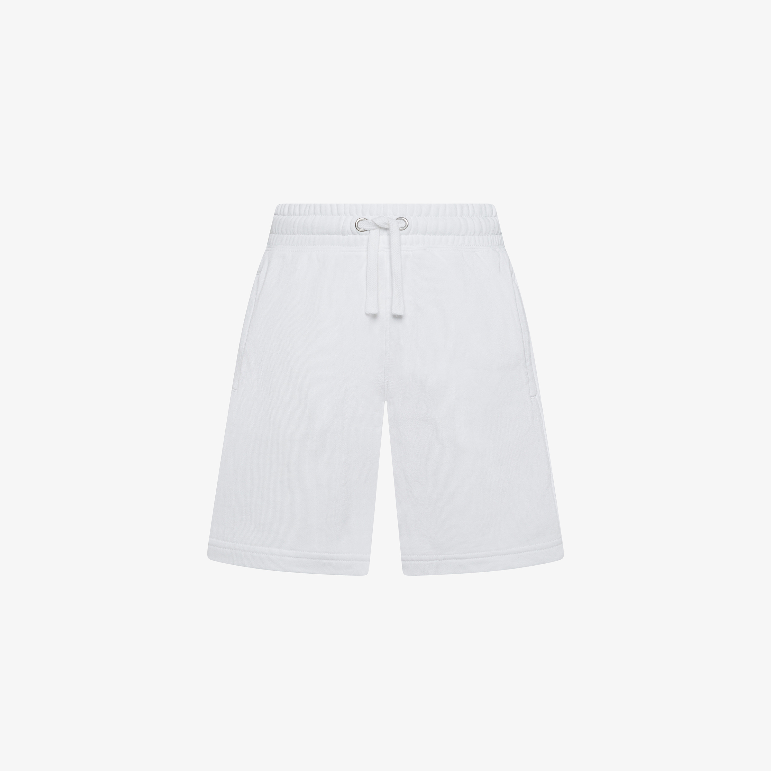 Off white cotton fleece Bermuda shorts