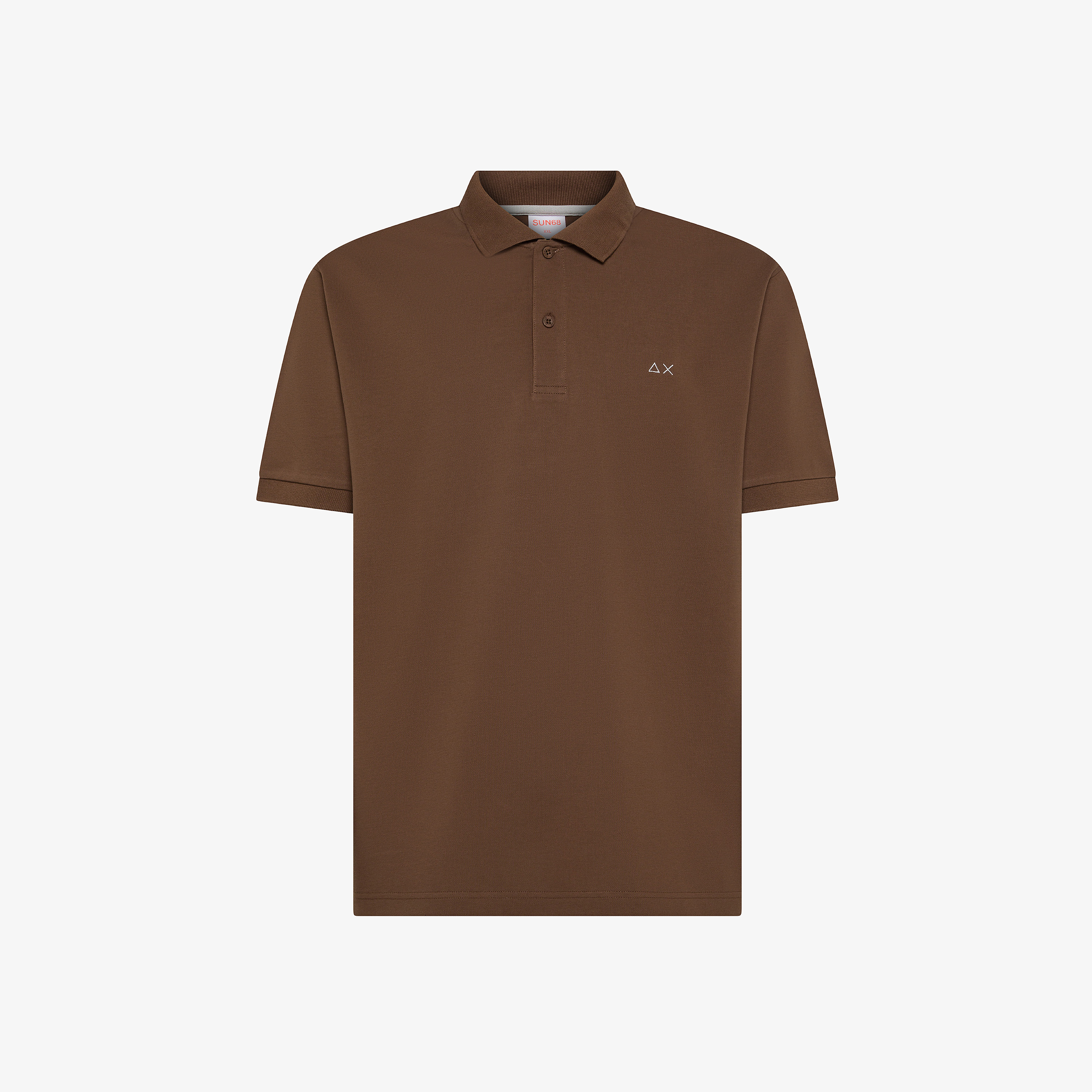 Polo in piquet di cotone stretch marrone