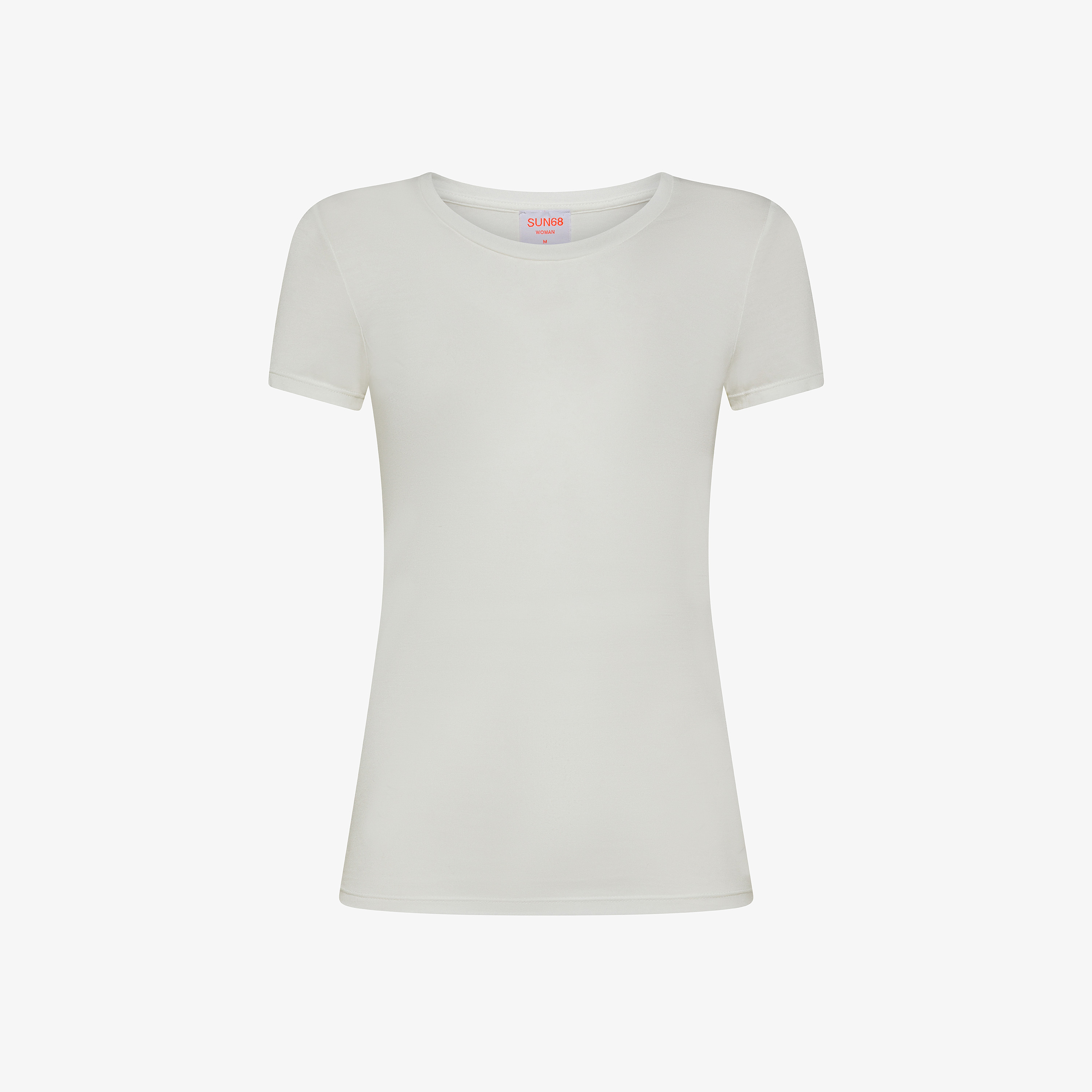 T-shirt slim fit in modal bianco panna