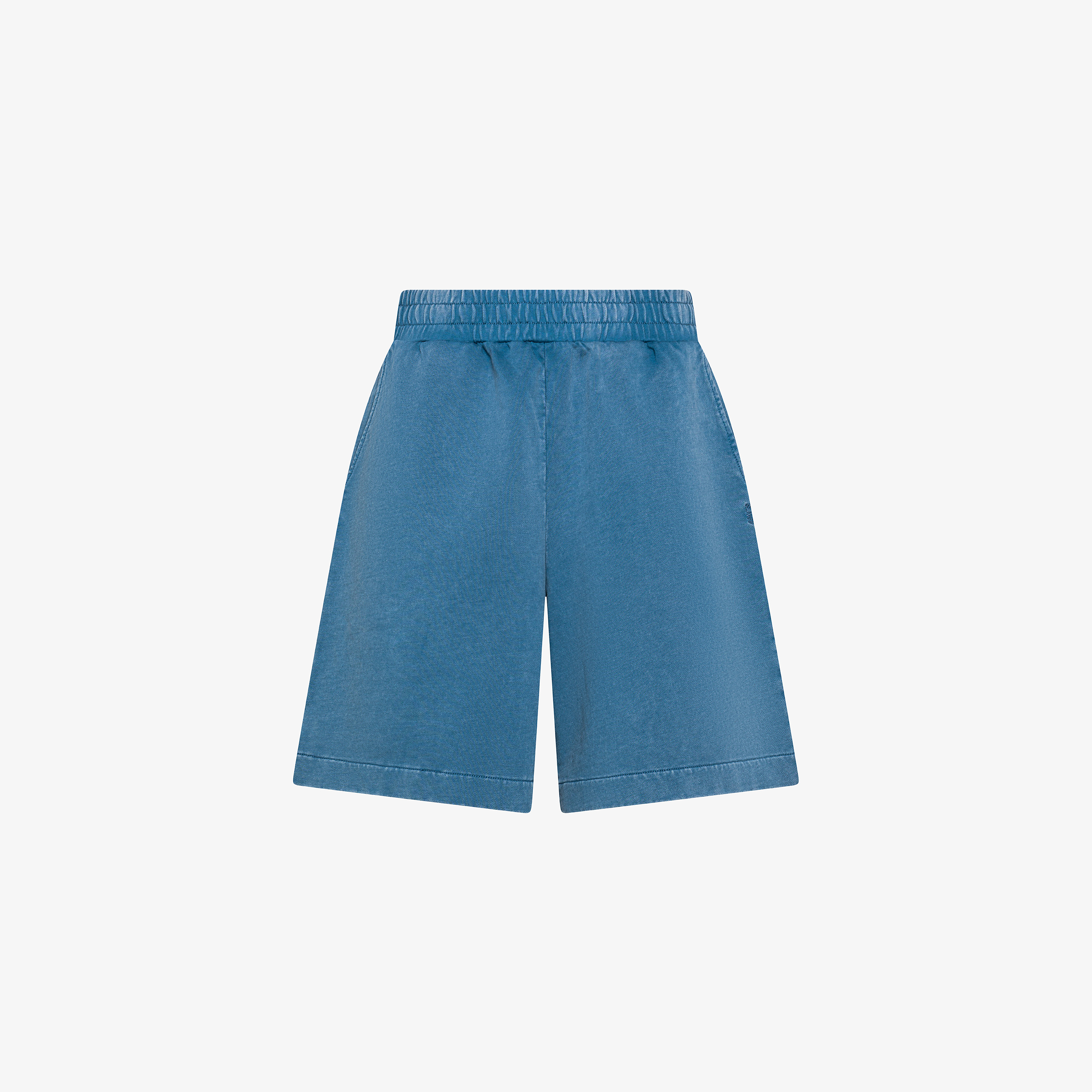 Dark avio cotton fleece shorts marble wash