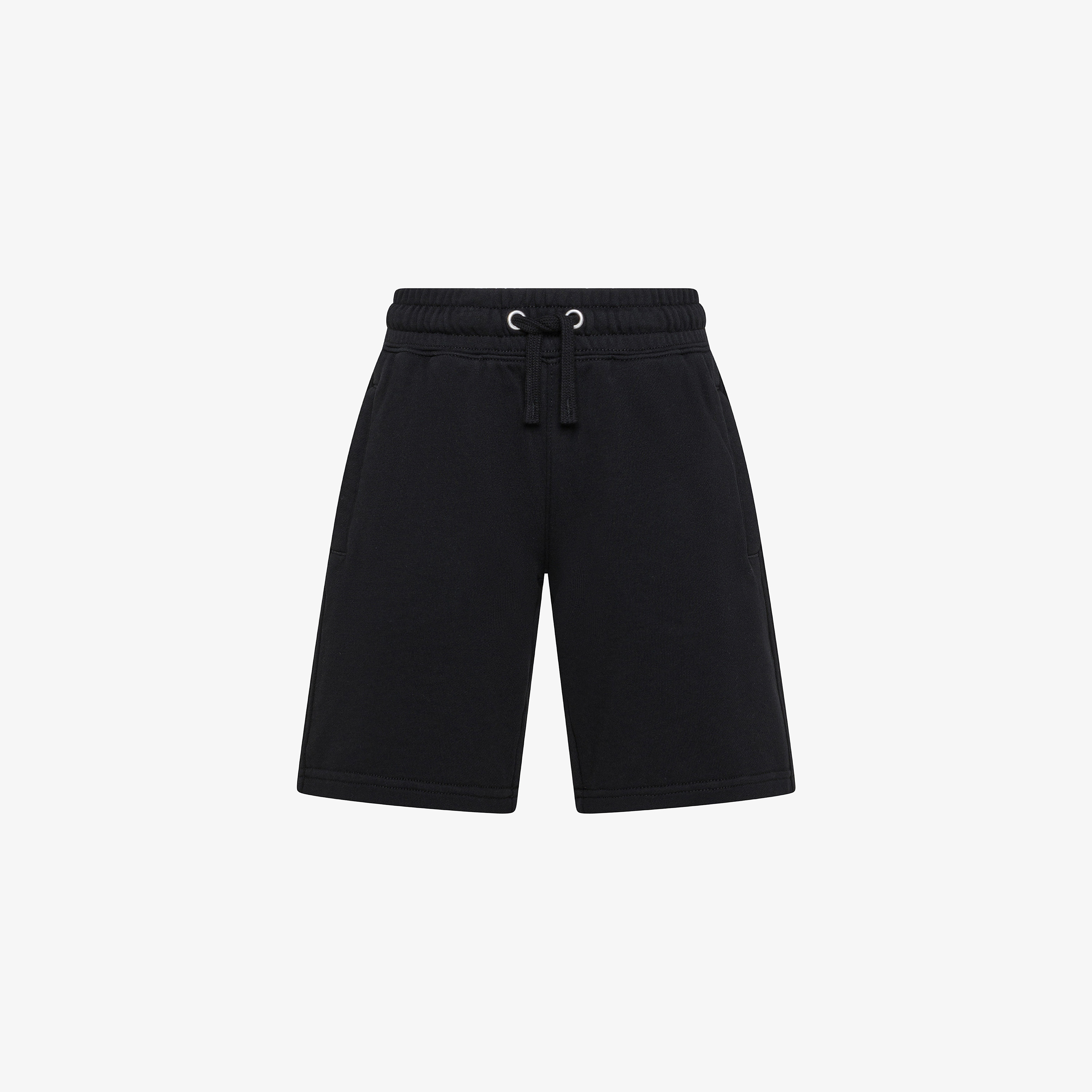Black cotton fleece Bermuda shorts
