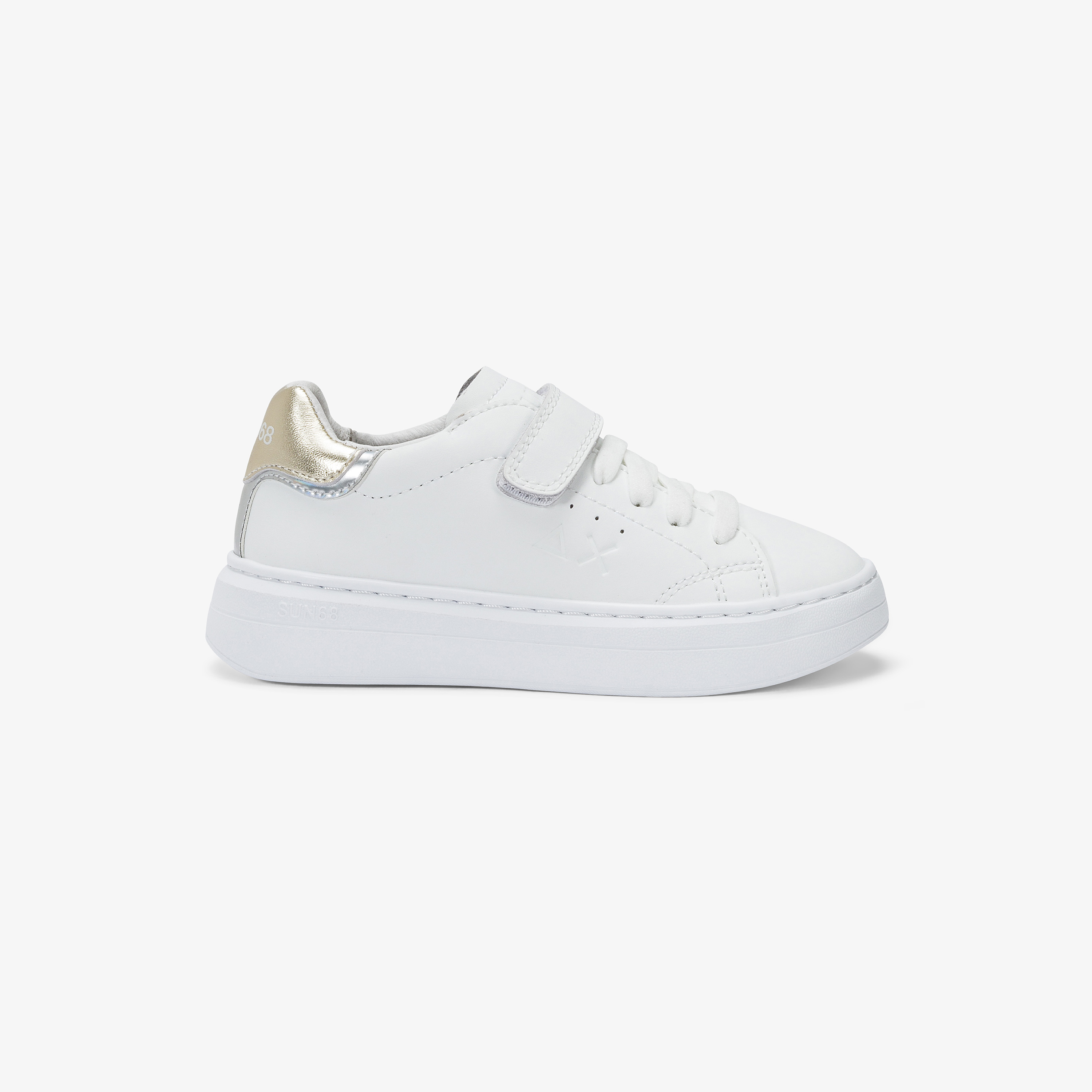 Girls' Grace white and gold leather sneaker Girls' Grace white and gold leather sneaker