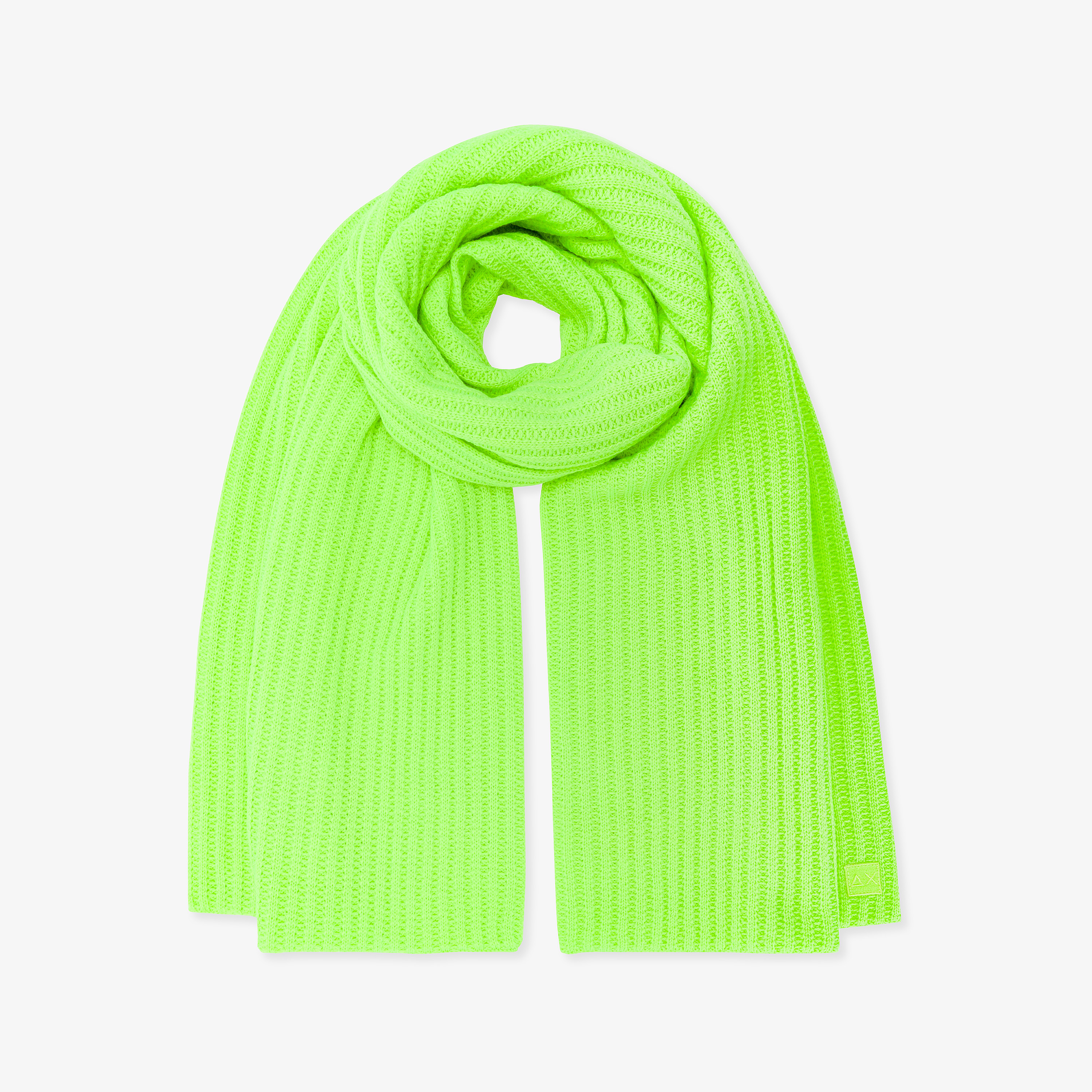 Yellow fluo ribbed wool blend scarf