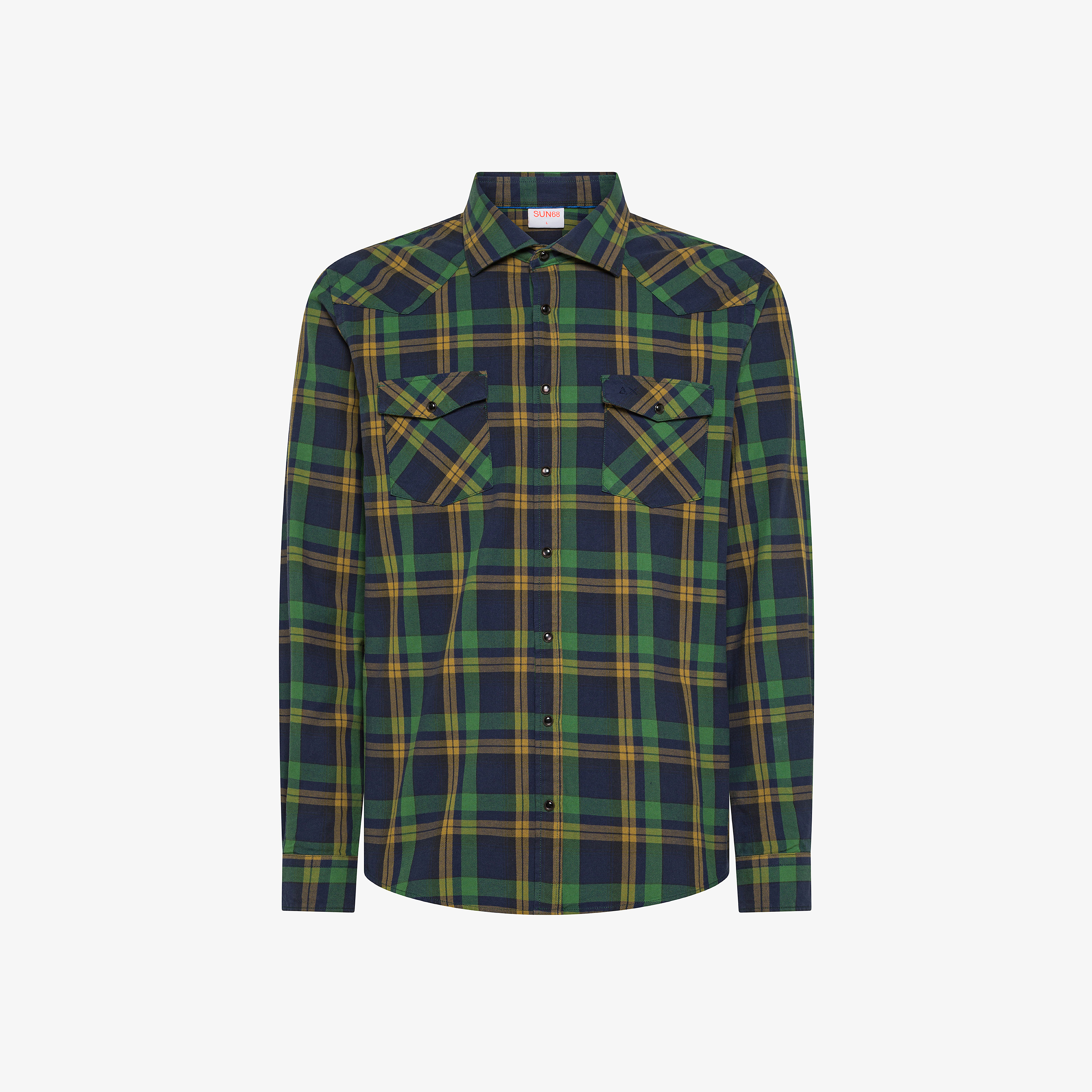 Dark military checked cotton shirt