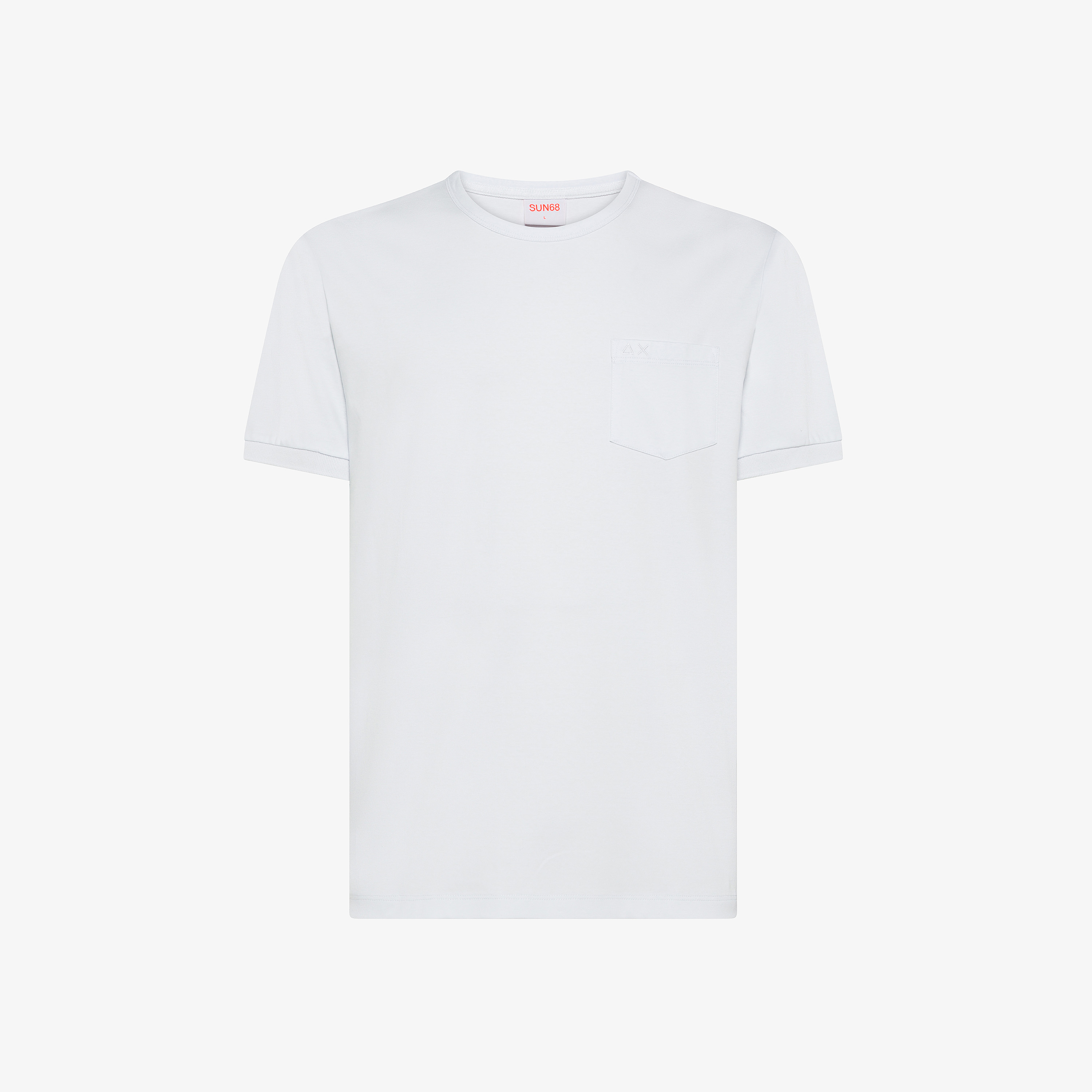 T-shirt in jersey di cotone con taschino bianco