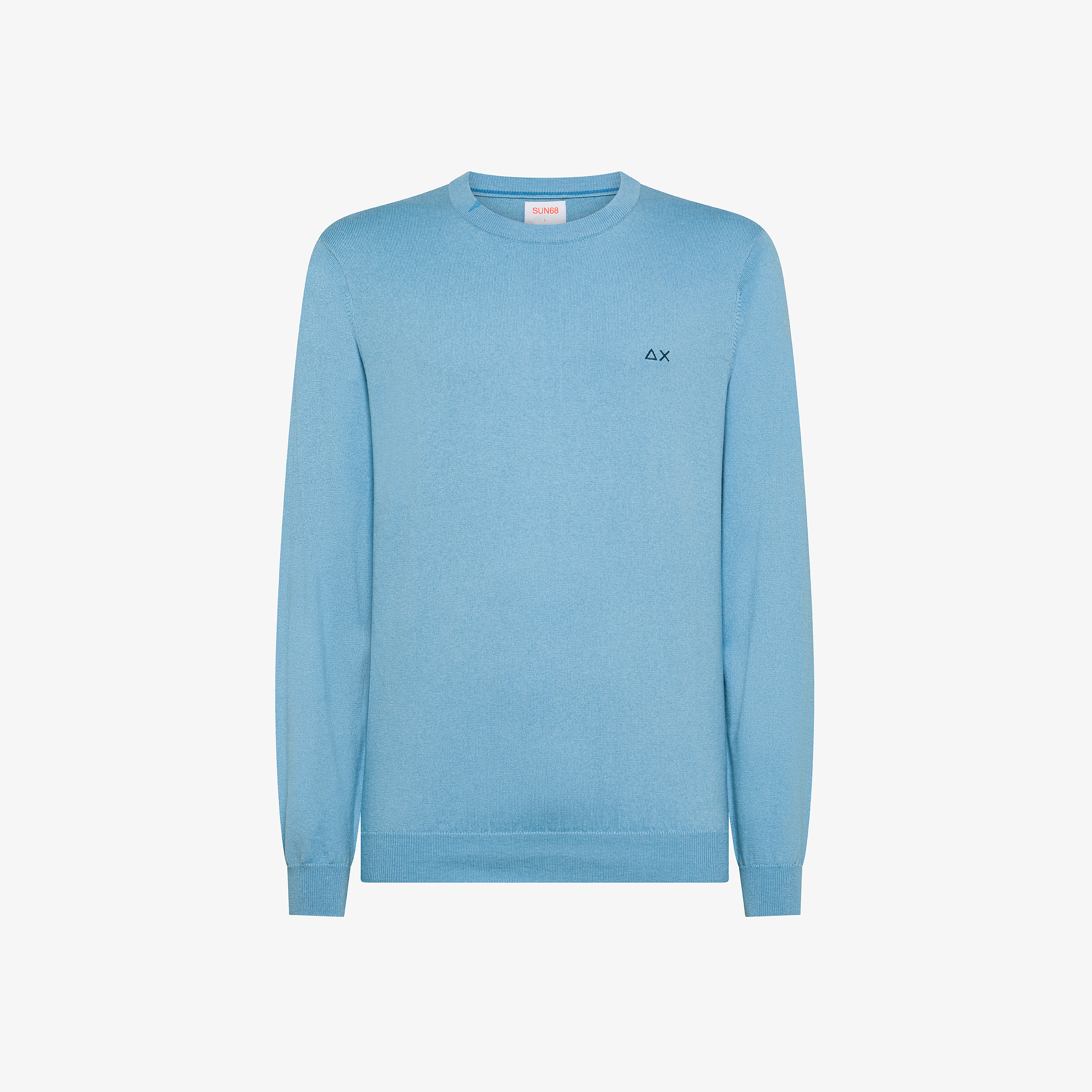 Maglia girocollo in misto lana azzurro chiaro bice
