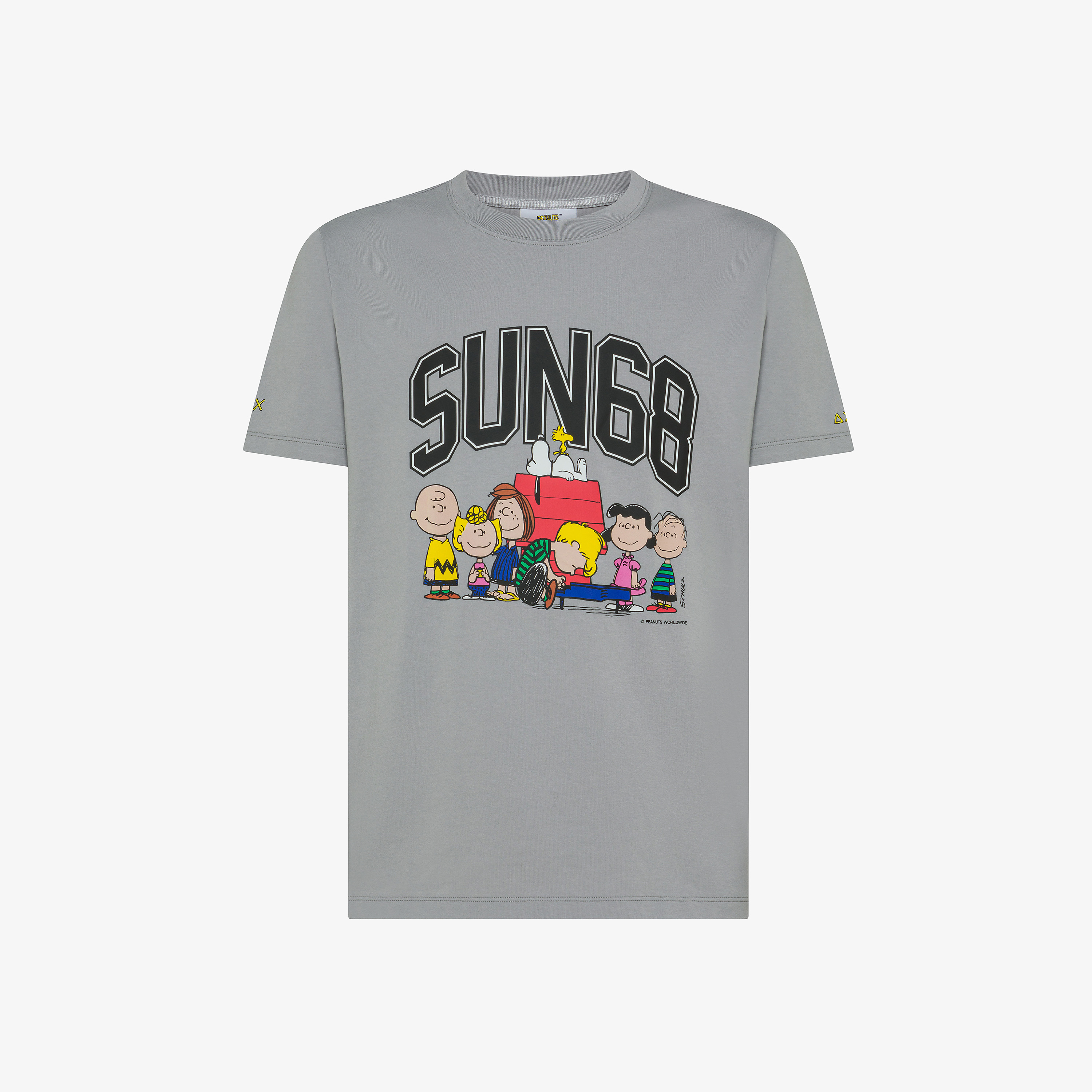 T-shirt girocollo Peanuts in cotone con stampa grigio medio T-shirt girocollo Peanuts in cotone con stampa grigio medio