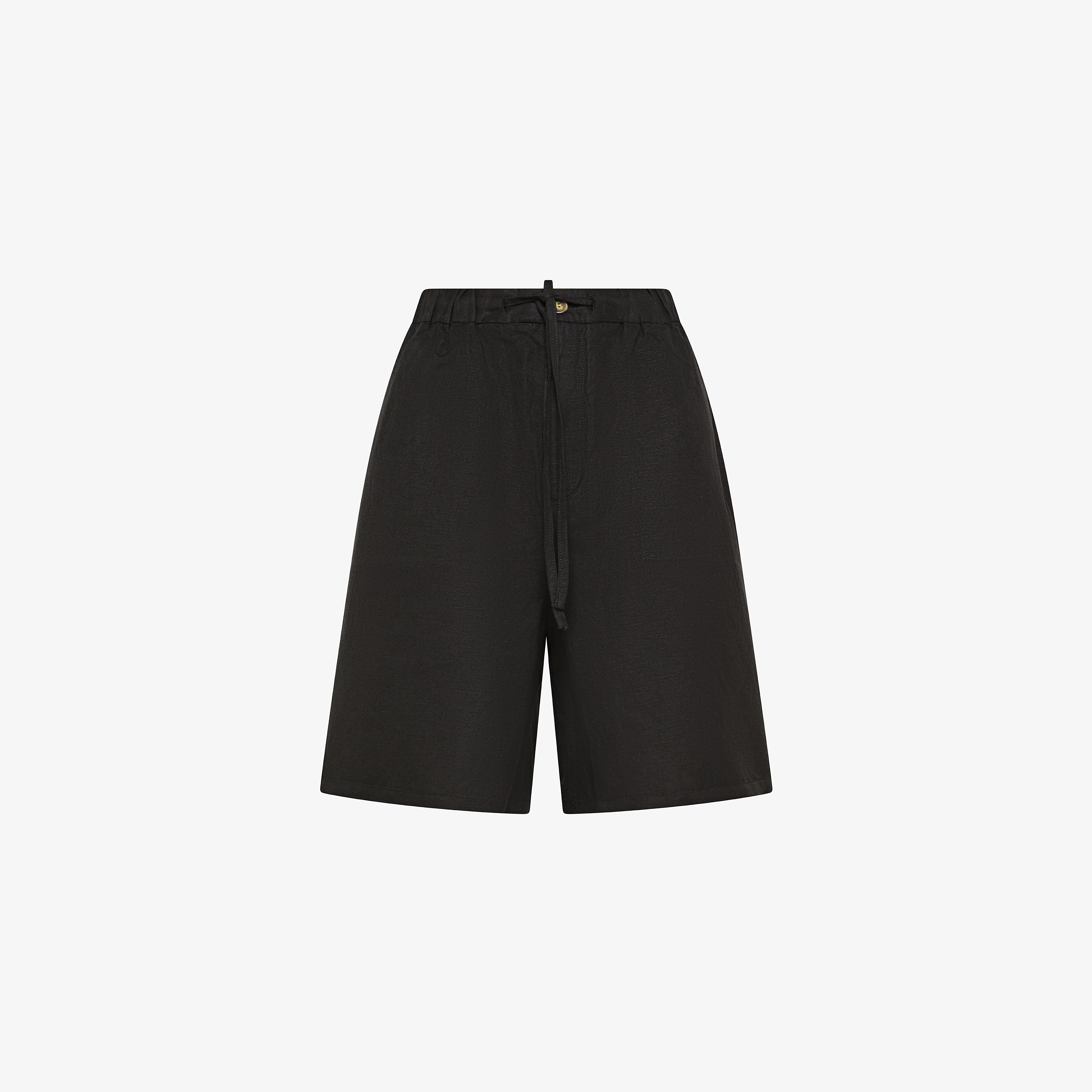 Black linen blend Bermuda shorts