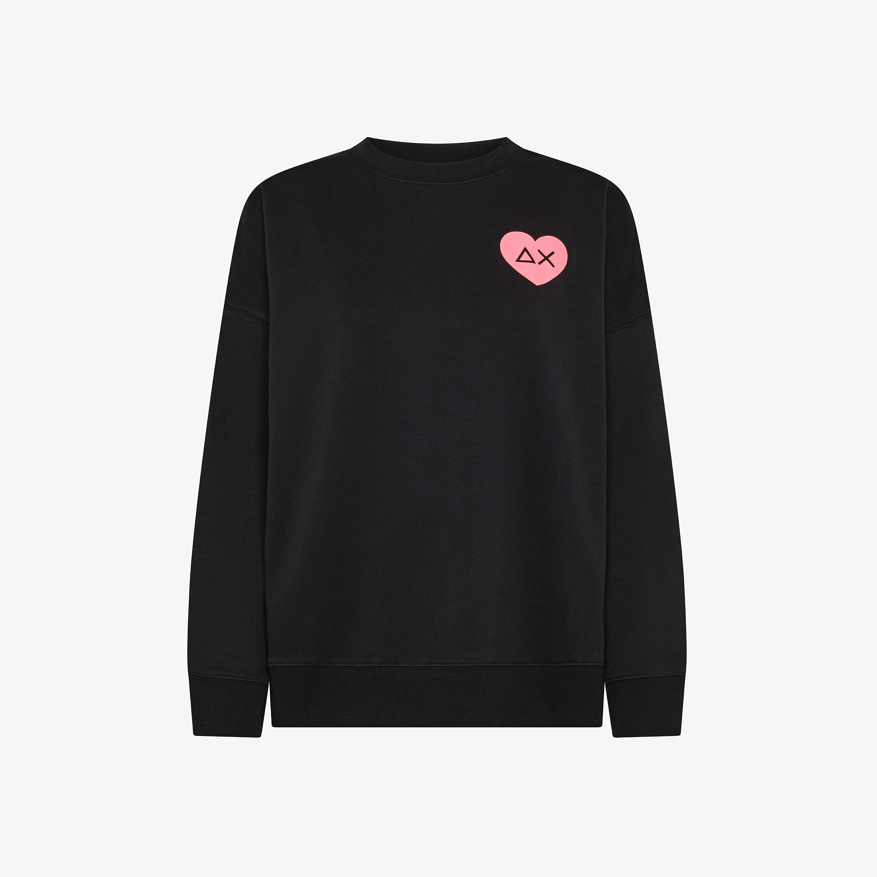 Black cotton sweatshirt with heart patch