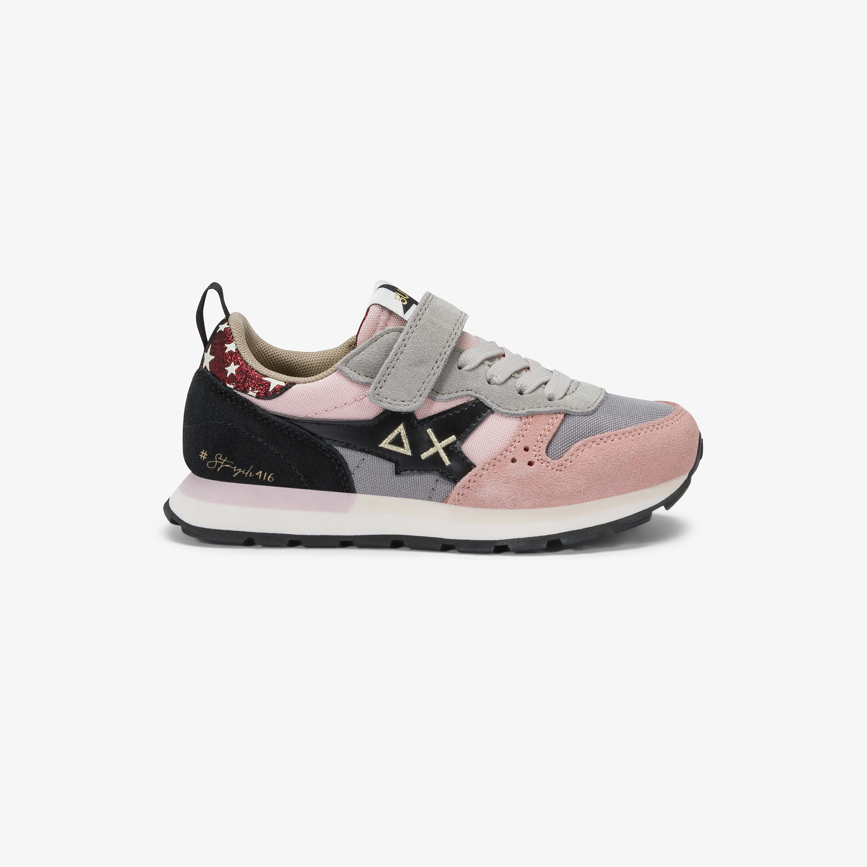 Pink Kid Girl's Stargirl Multicolor lace-up and strap closure sneaker