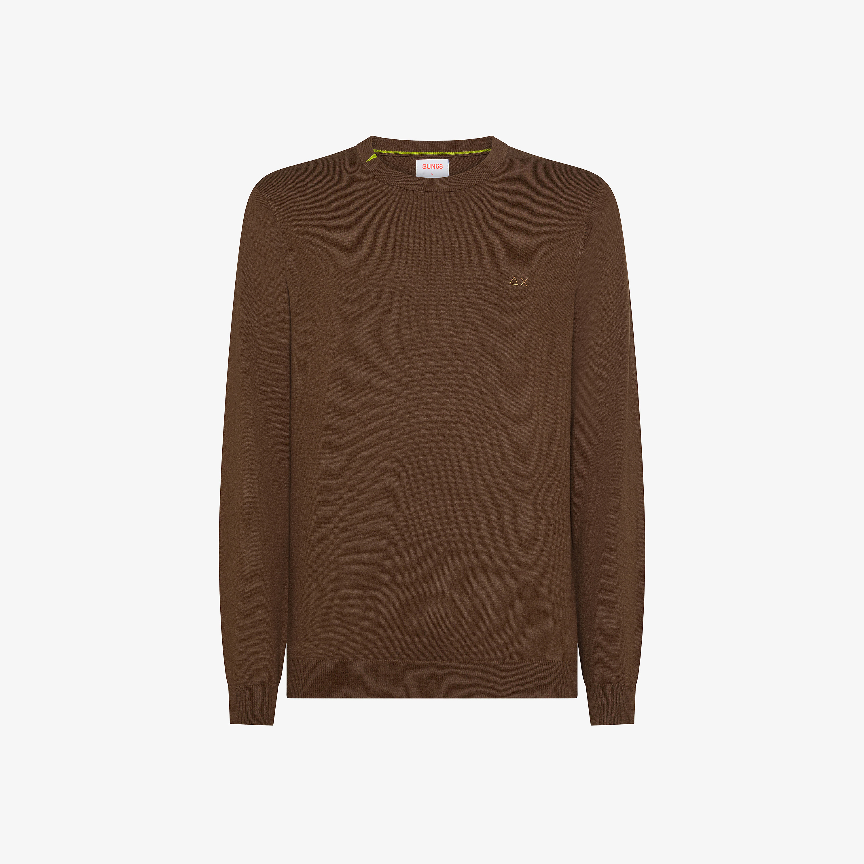 Maglia girocollo in misto lana marrone