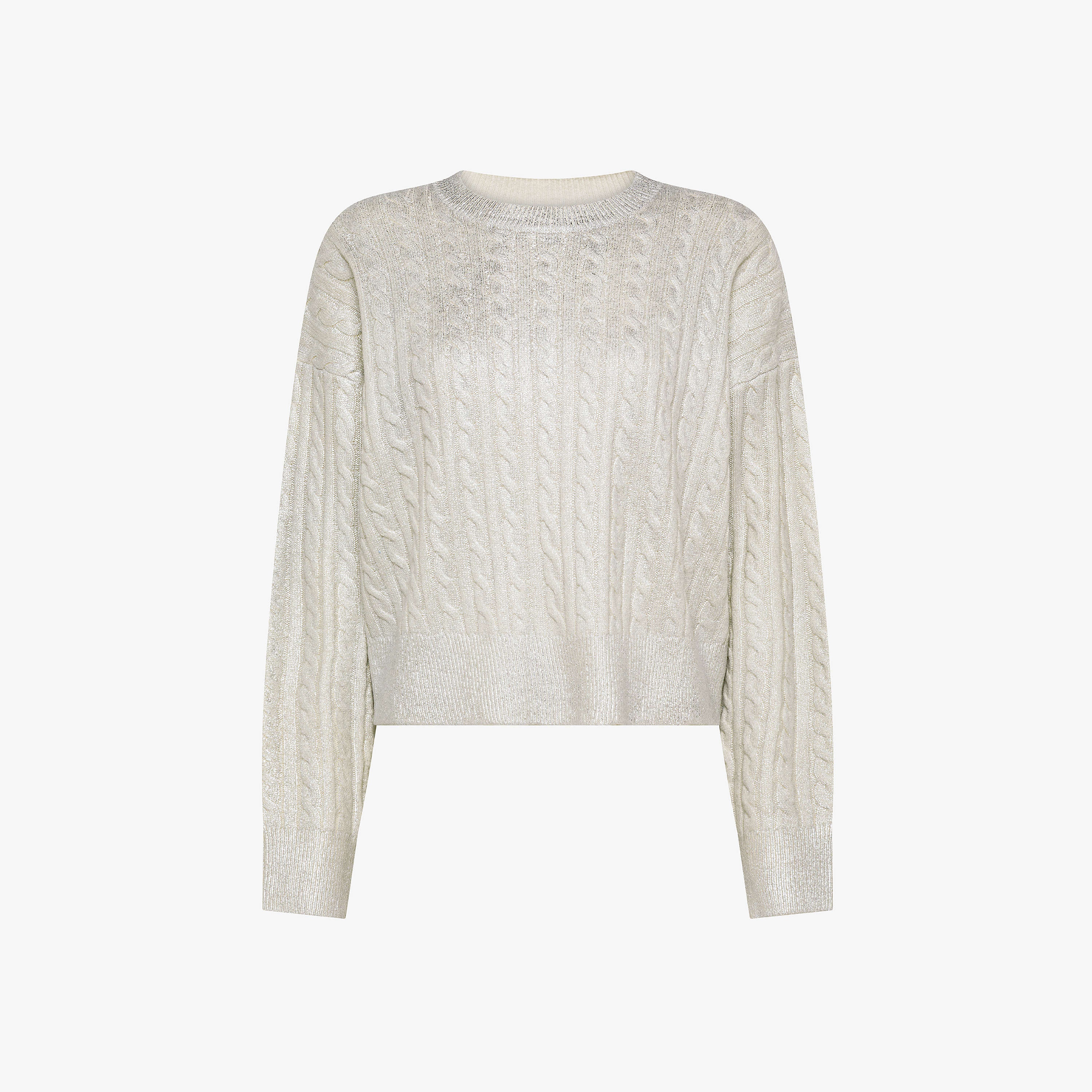 Maglia laminata in lana e cashmere bianco panna