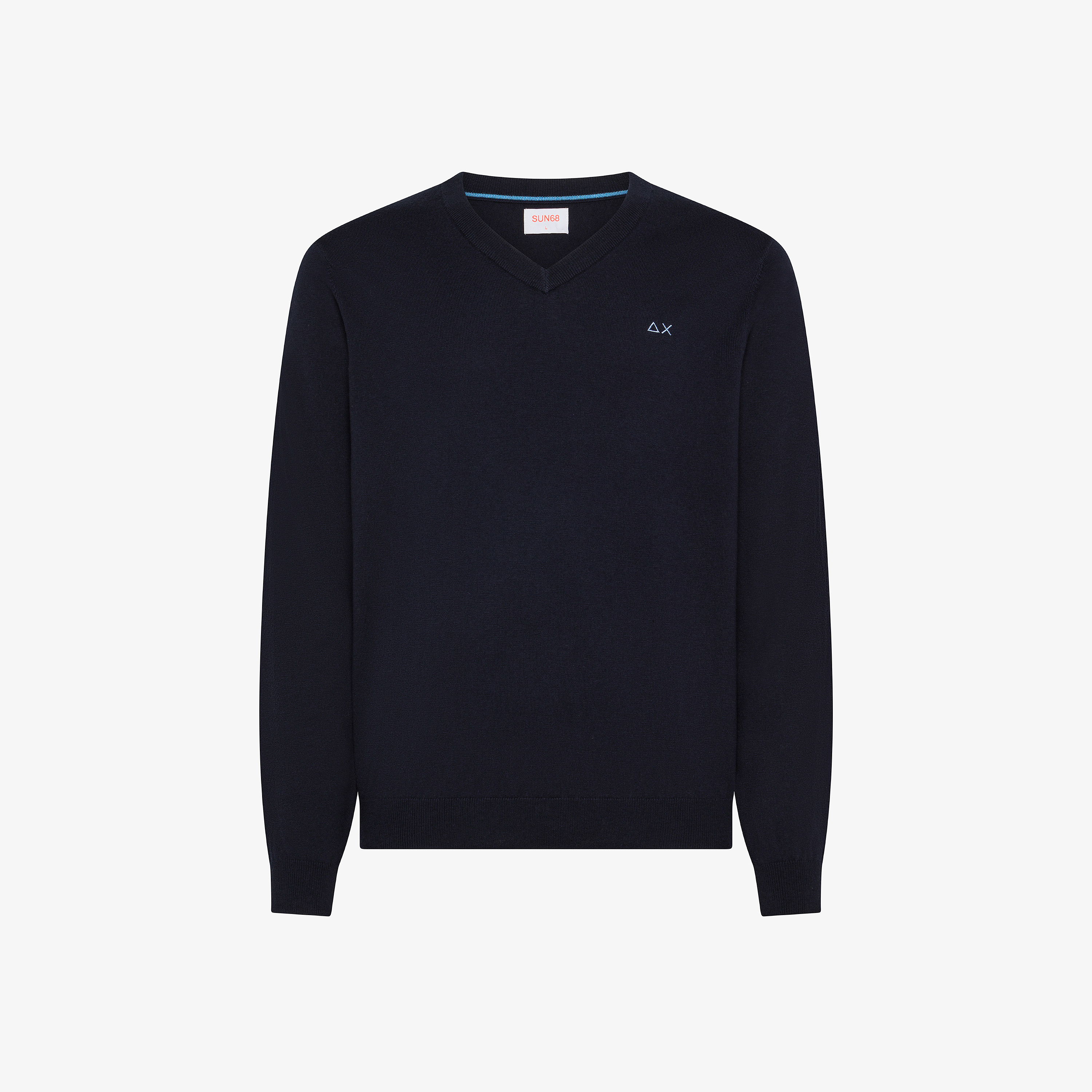 Maglia in lana e cotone con scollo a V navy blue
