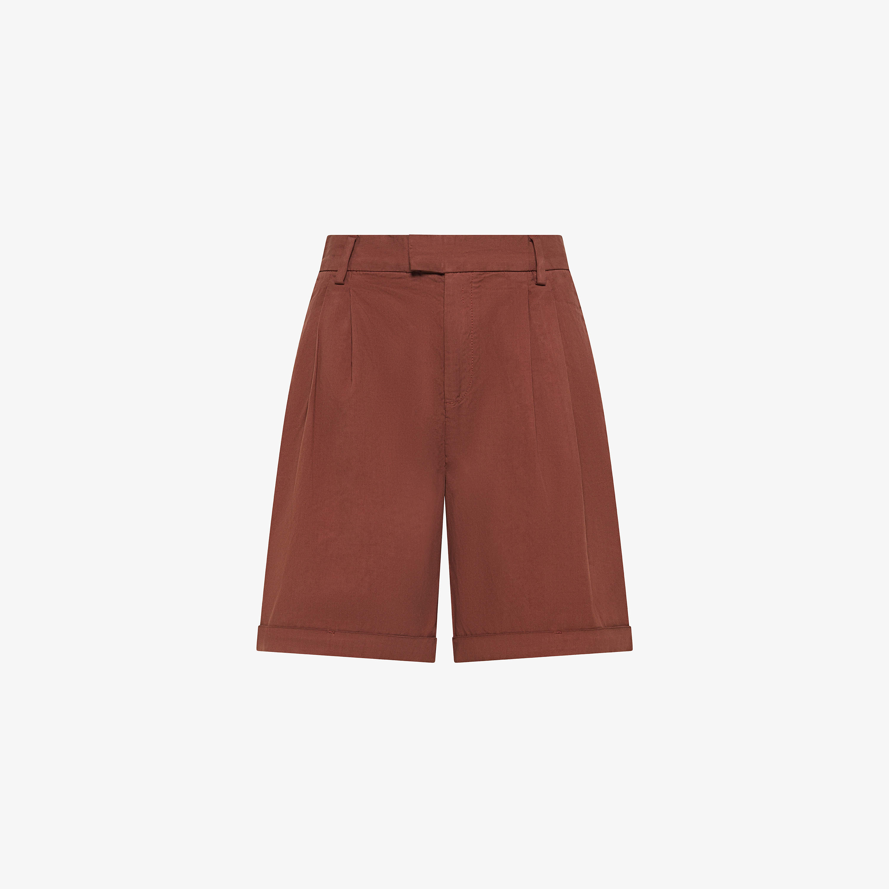 Cacao brown cotton blend Bermuda shorts