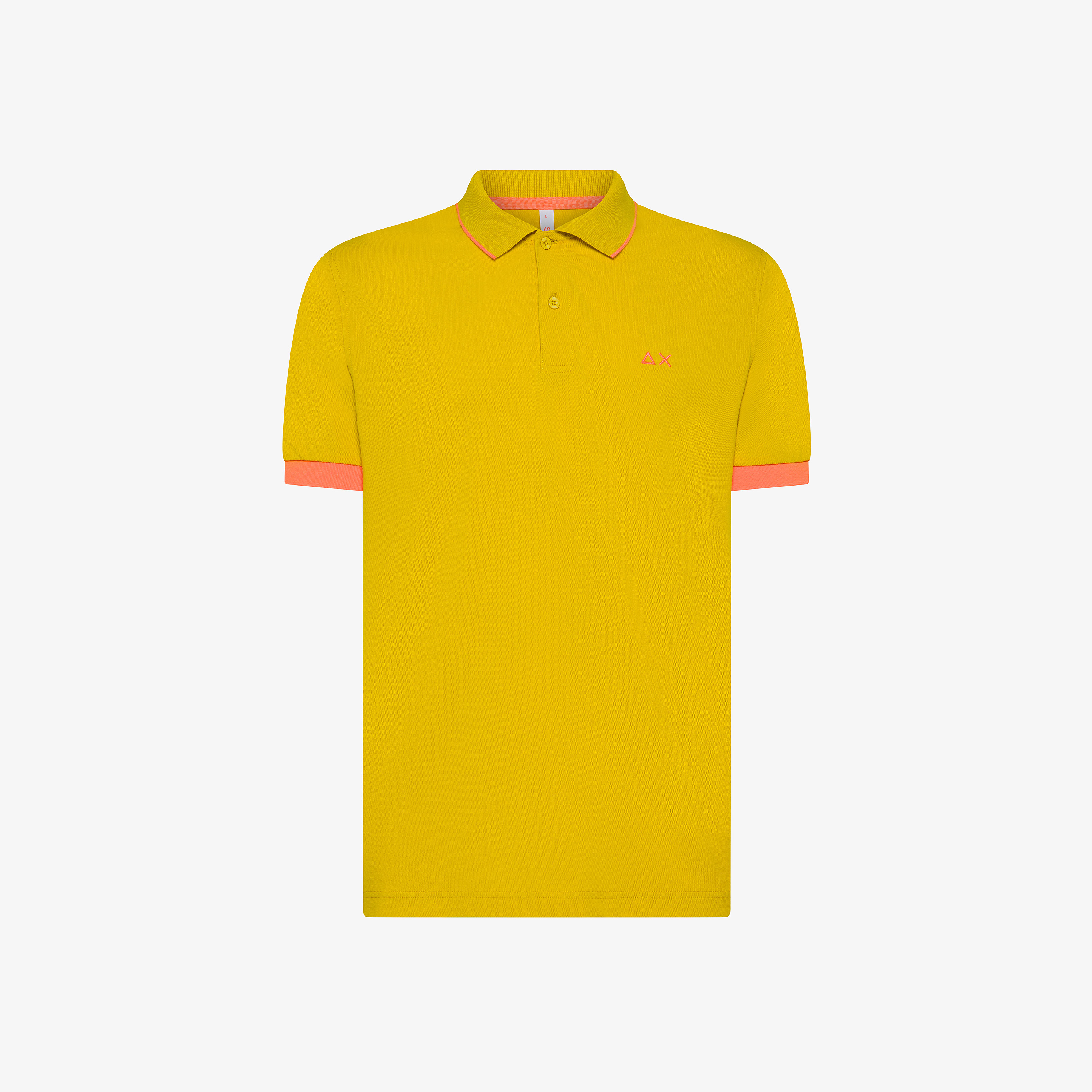 Yellow polo shirt with fluorescent logo