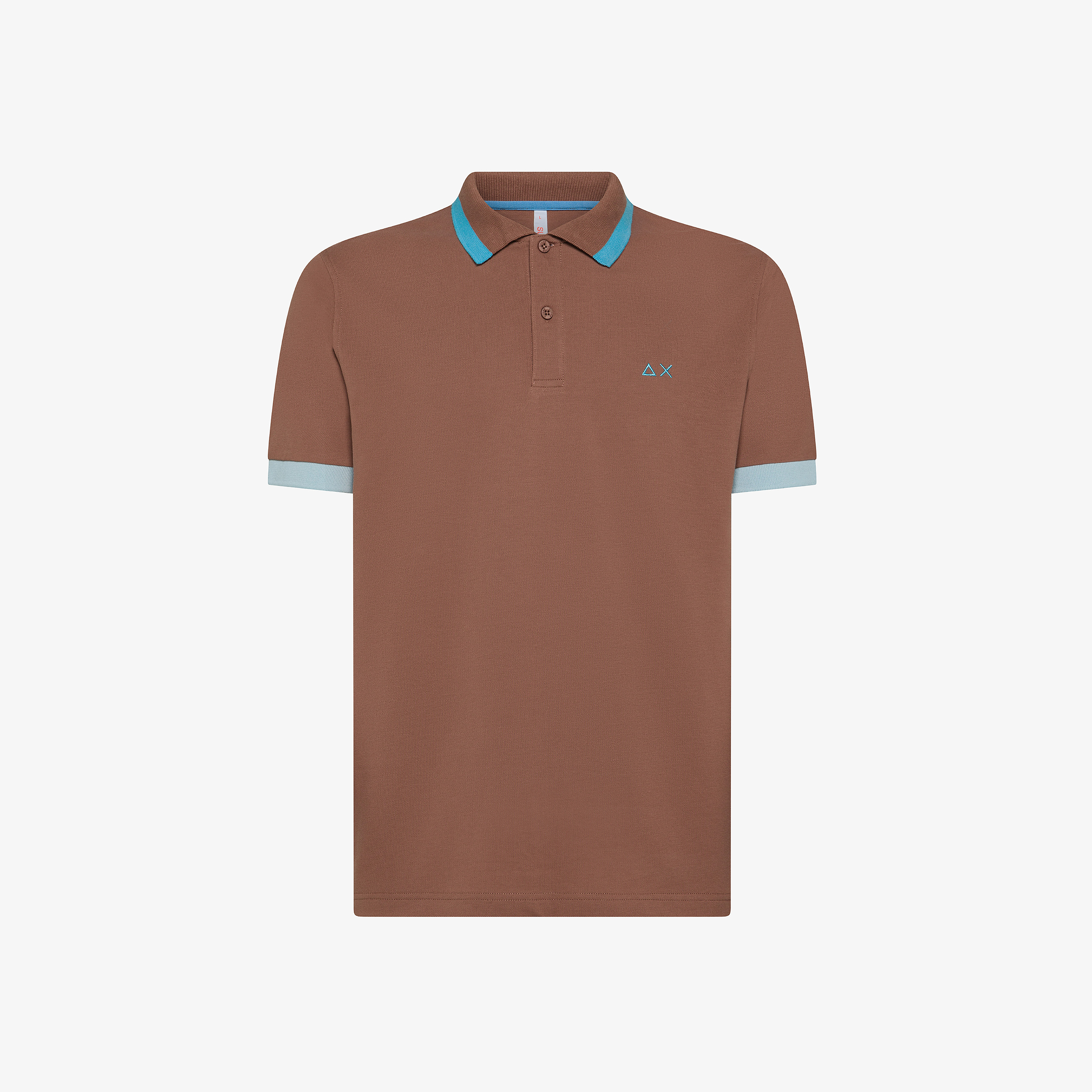 Brown polo shirt with contrast stripes