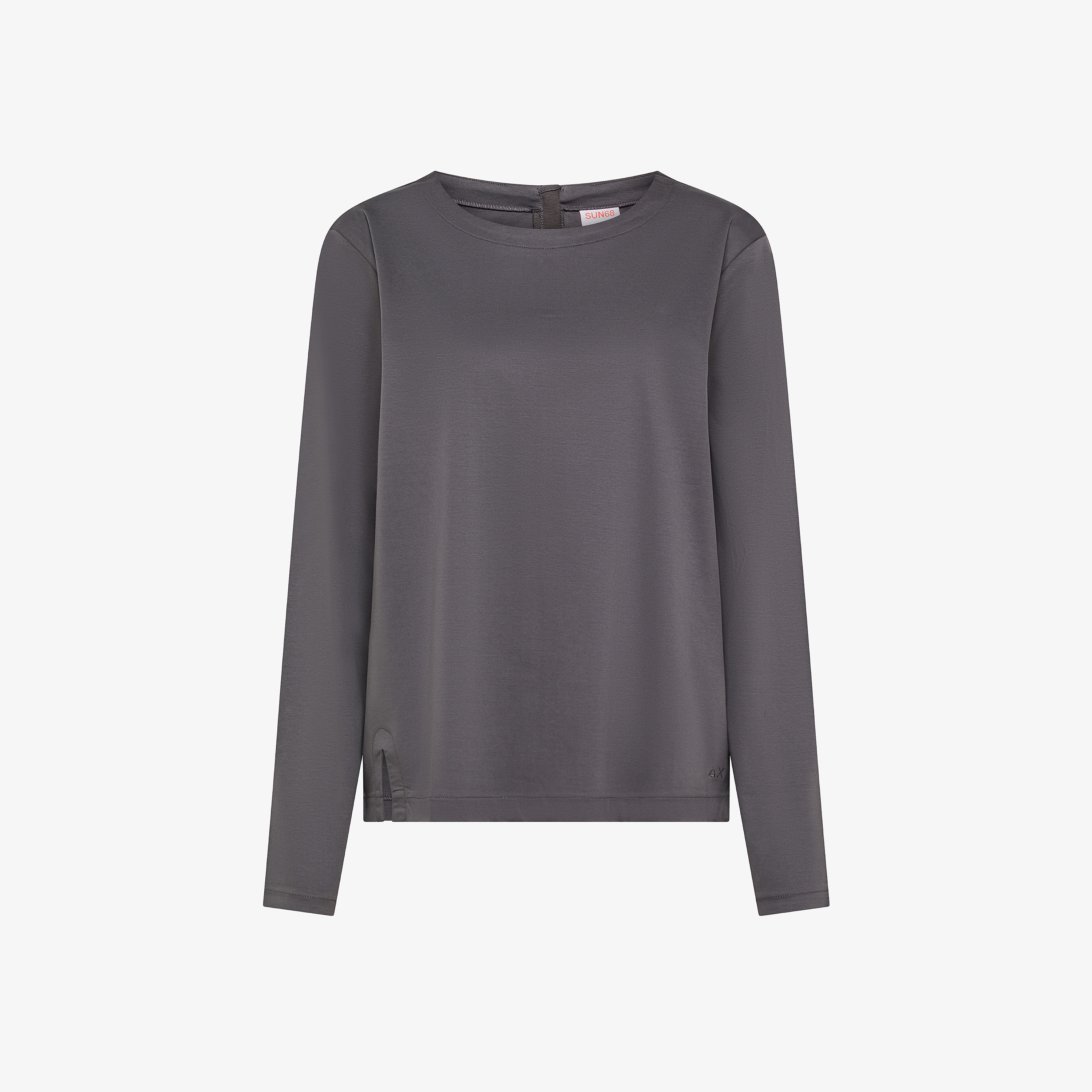 T-shirt in cotone con zip grigio scuro