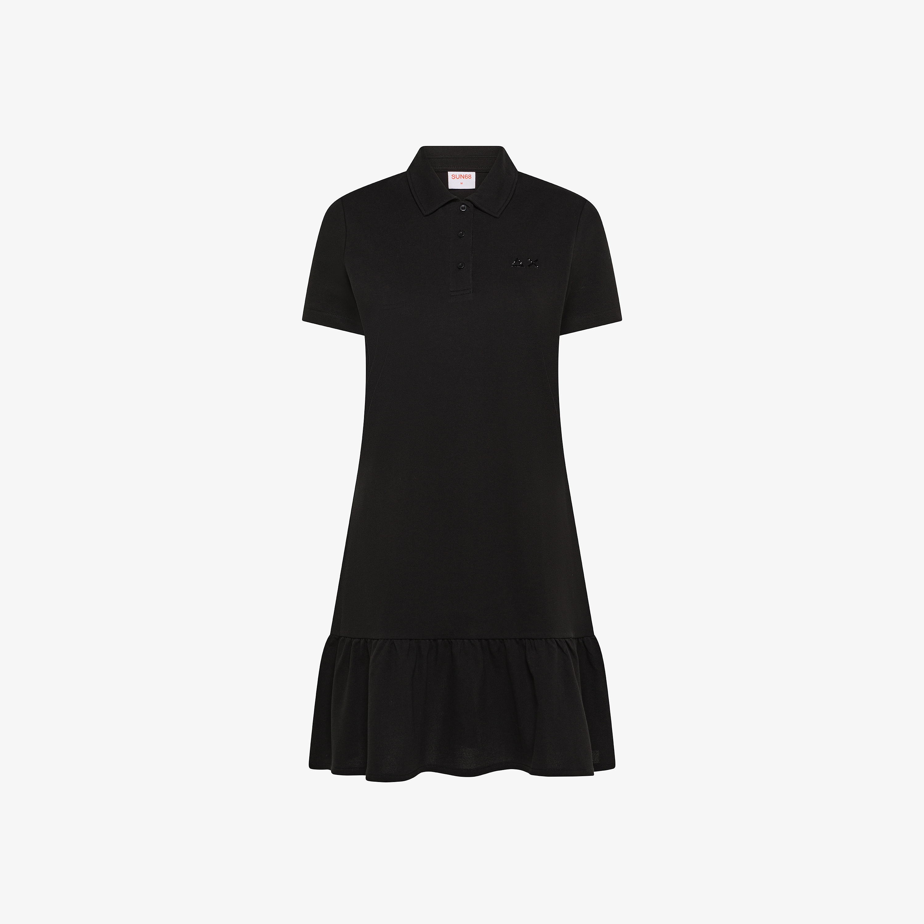 Black cotton piqué polo dress