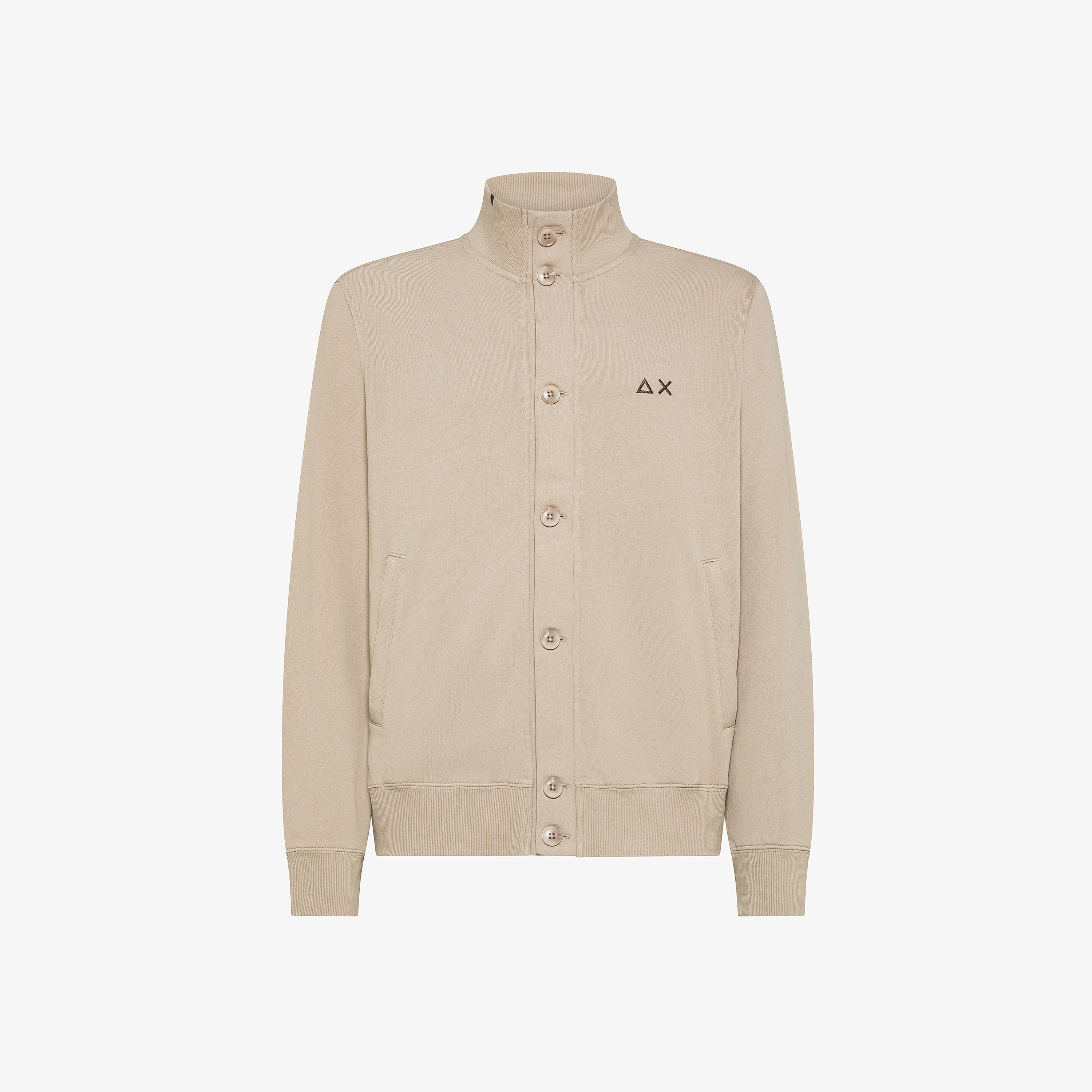 Cardigan in felpa di cotone grigio stone