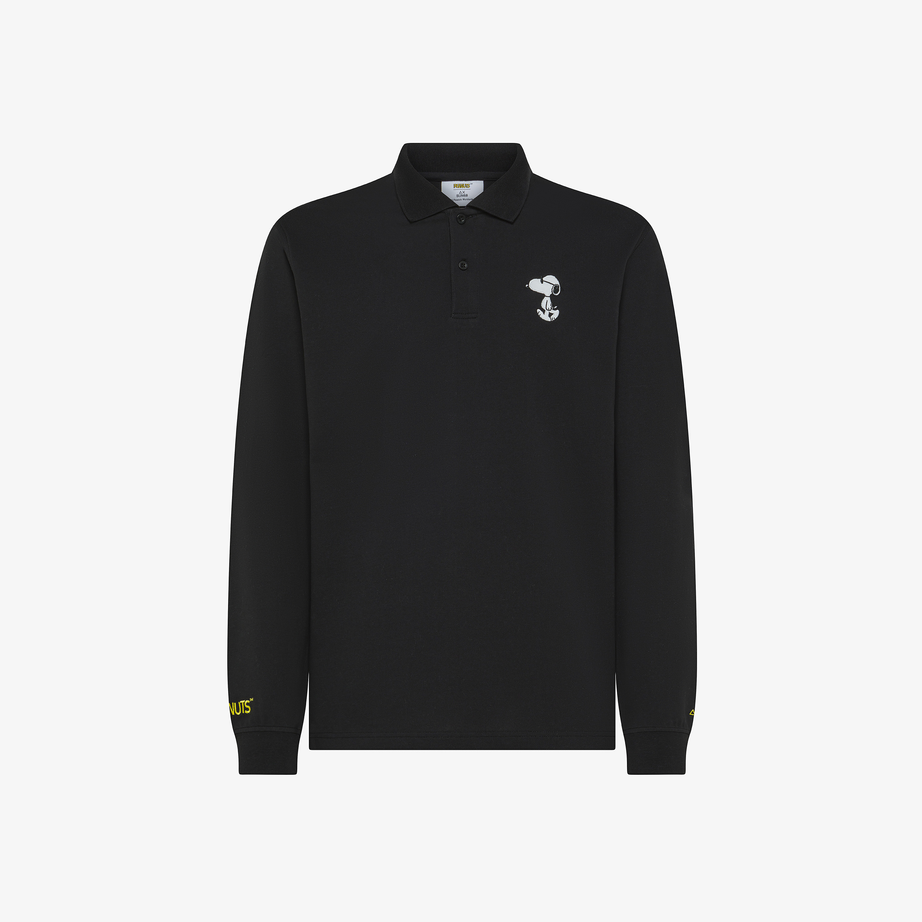 Polo Peanuts in piquet con maniche lunghe nero