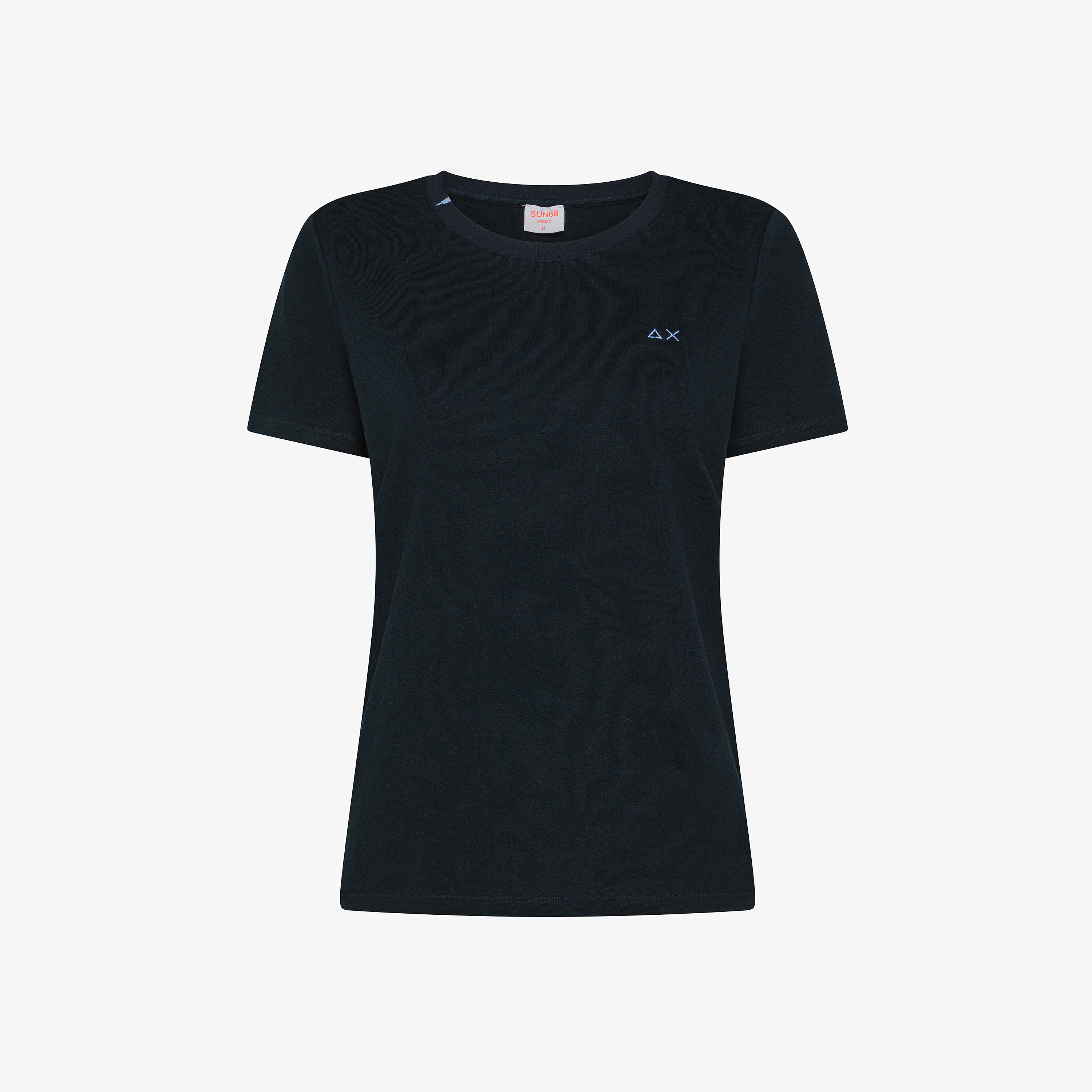 T-shirt in lino e cotone blu navy