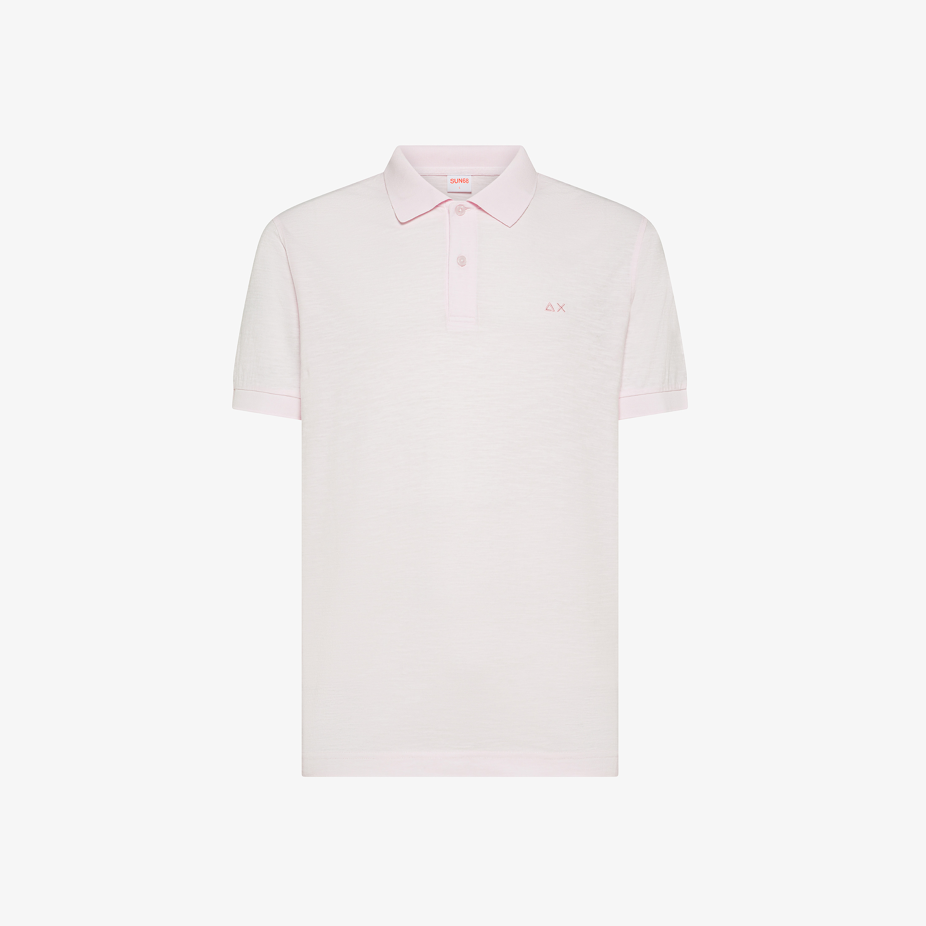 Polo con ricamo sul petto in cotone rosa