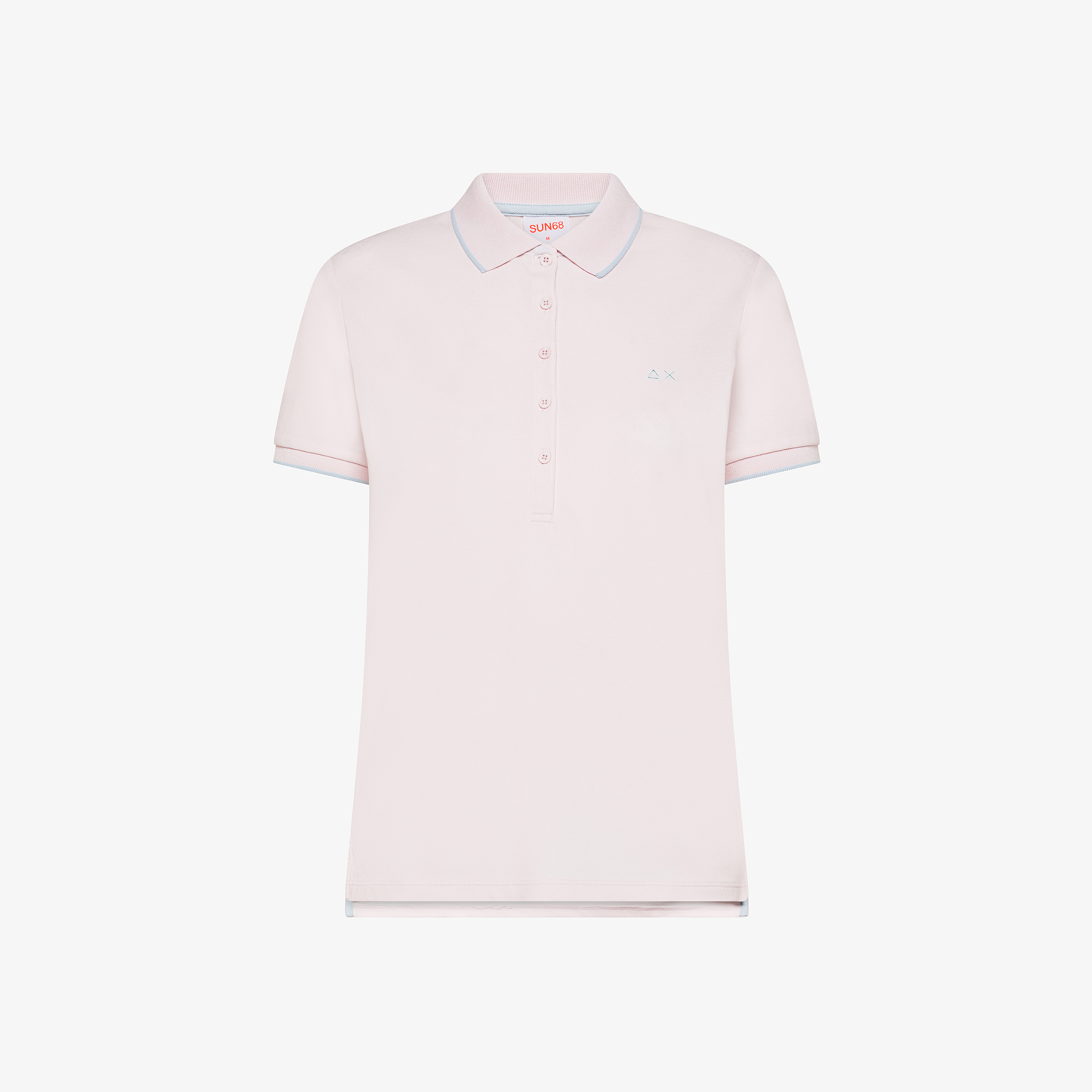 Pink cotton piqué polo shirt