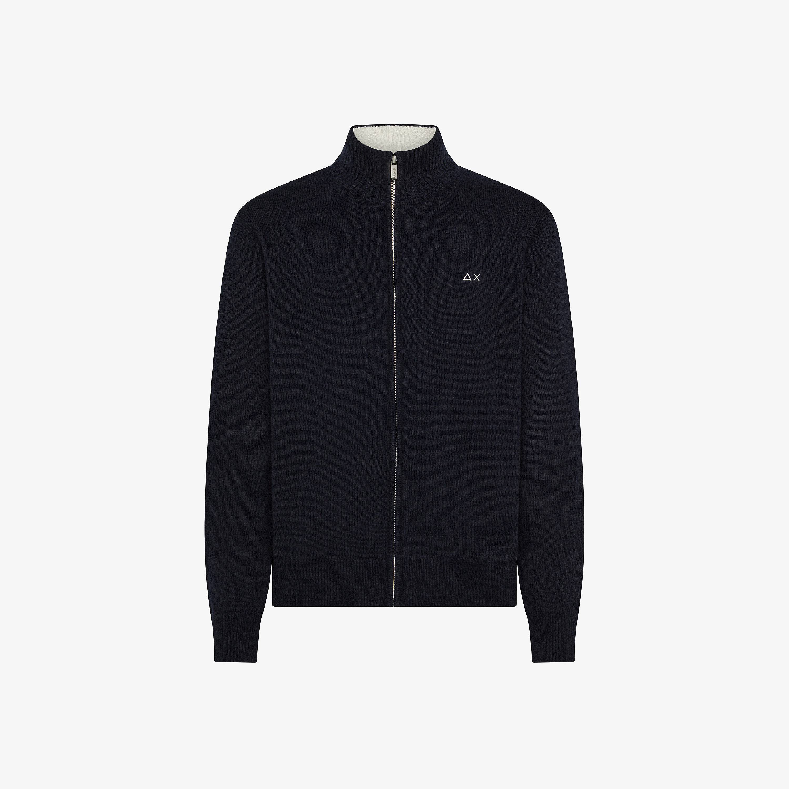 Cardigan in misto cashmere con zip navy blue