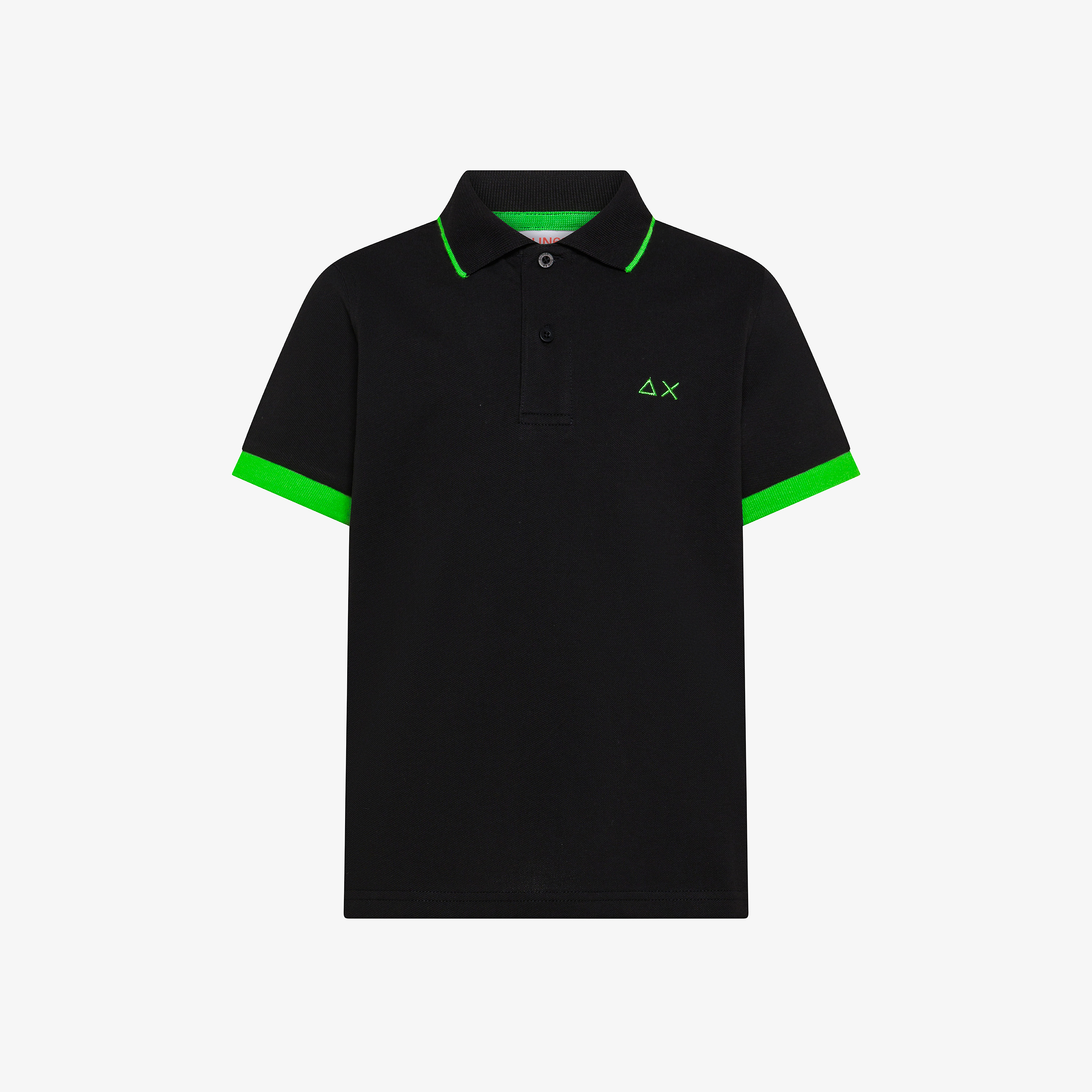 Polo con bordi fluo in cotone nero