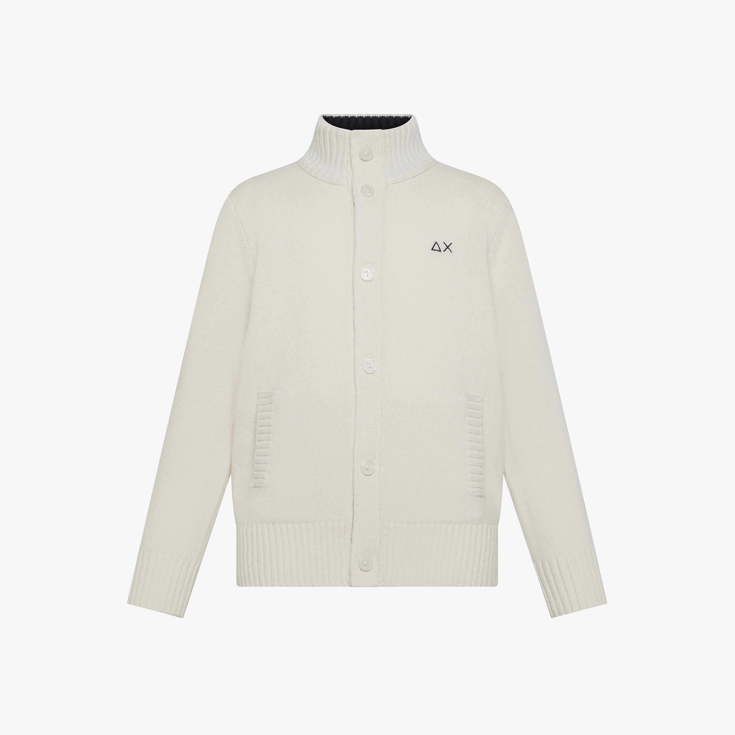 Cardigan in lana e cashmere bianco panna