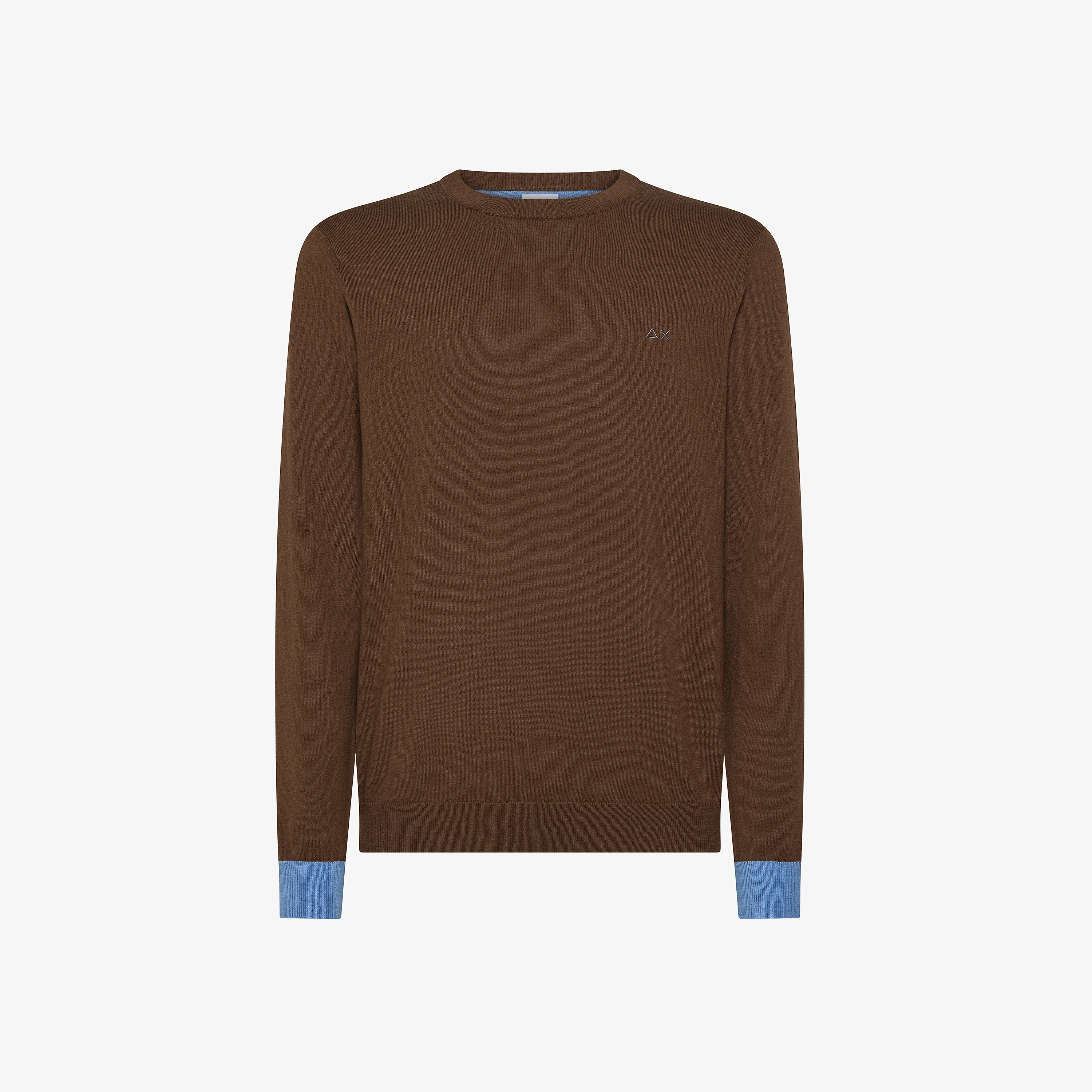 Maglia in lana e cotone con patch marrone