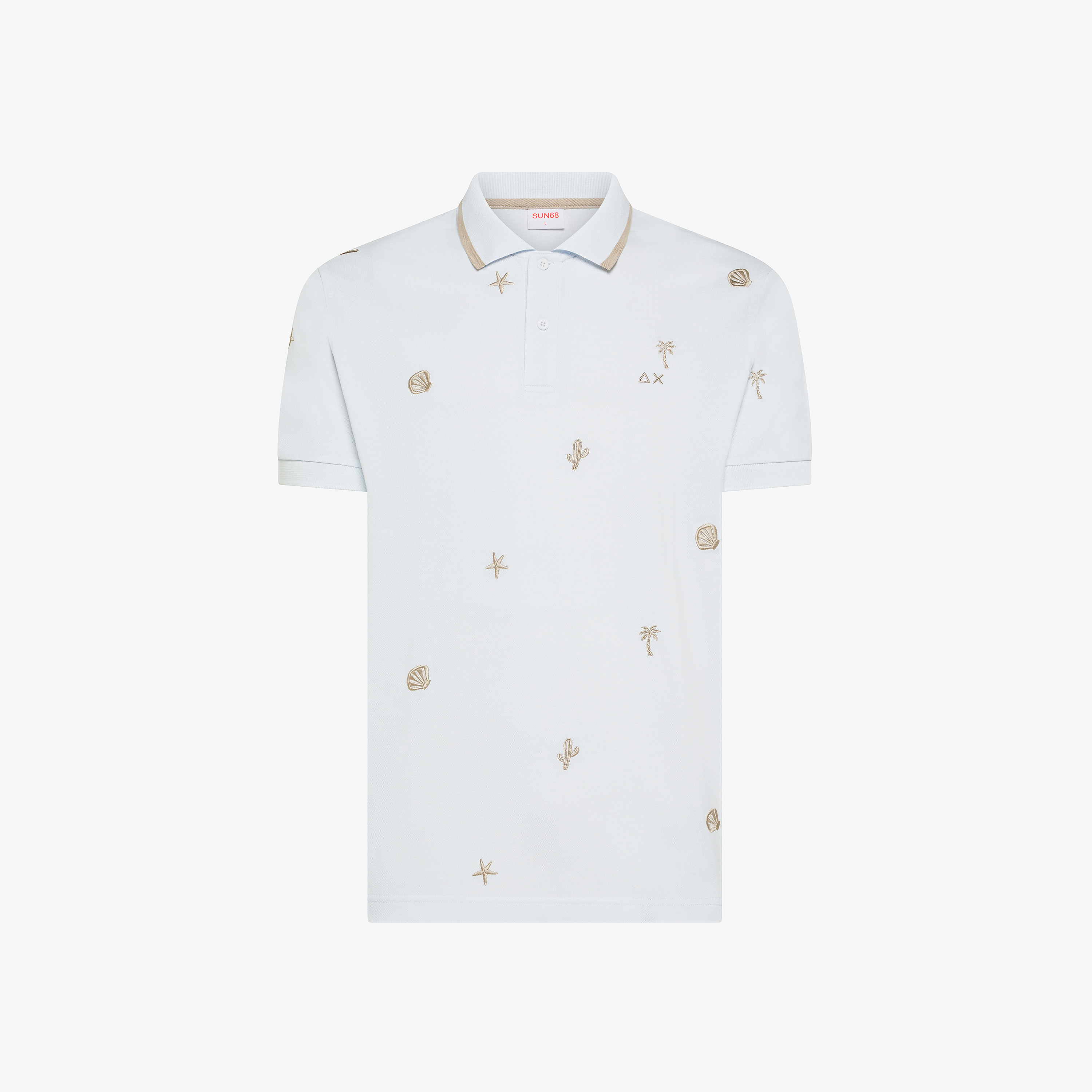 White cotton piqué polo shirt with embroidery