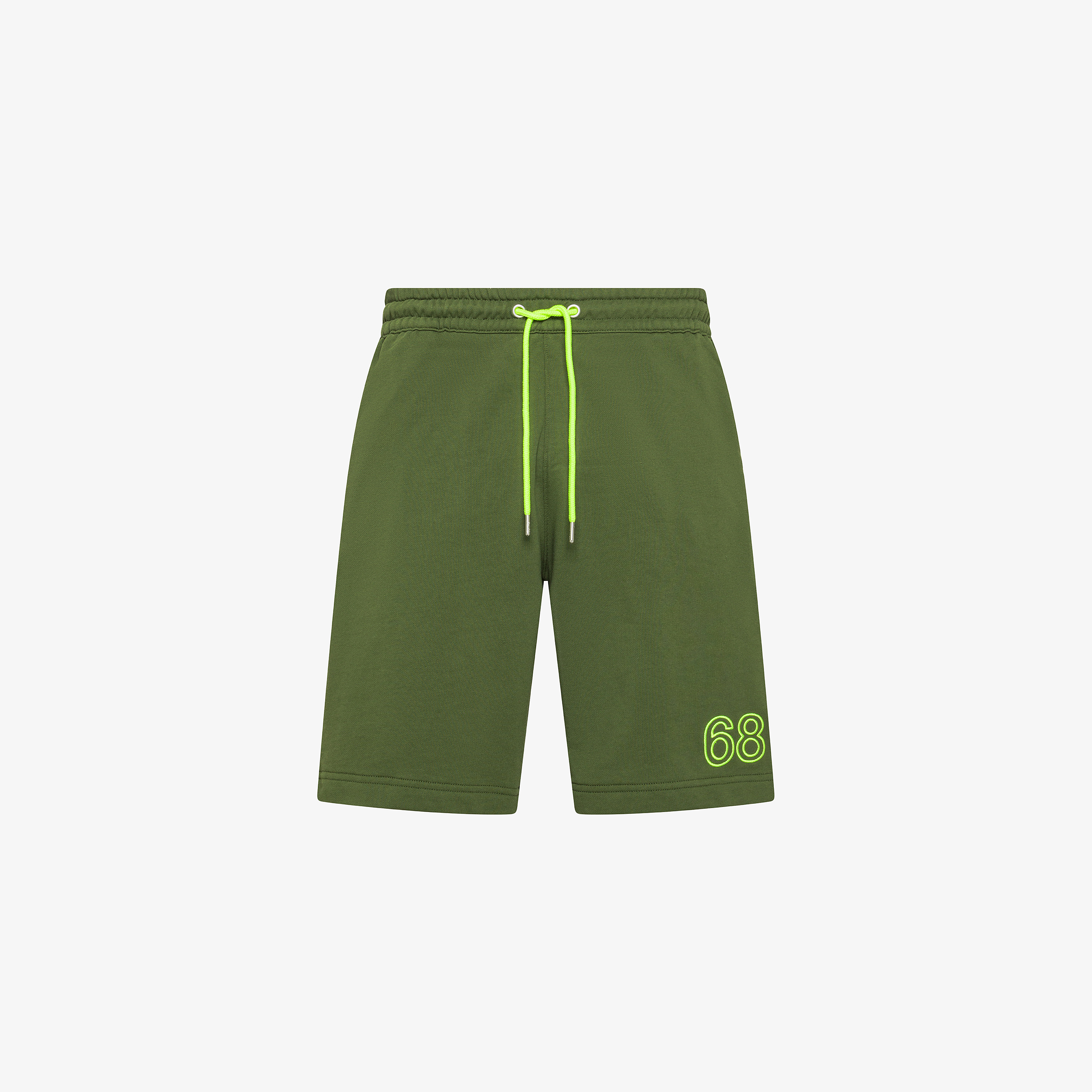 Dark green cotton fleece Bermuda shorts