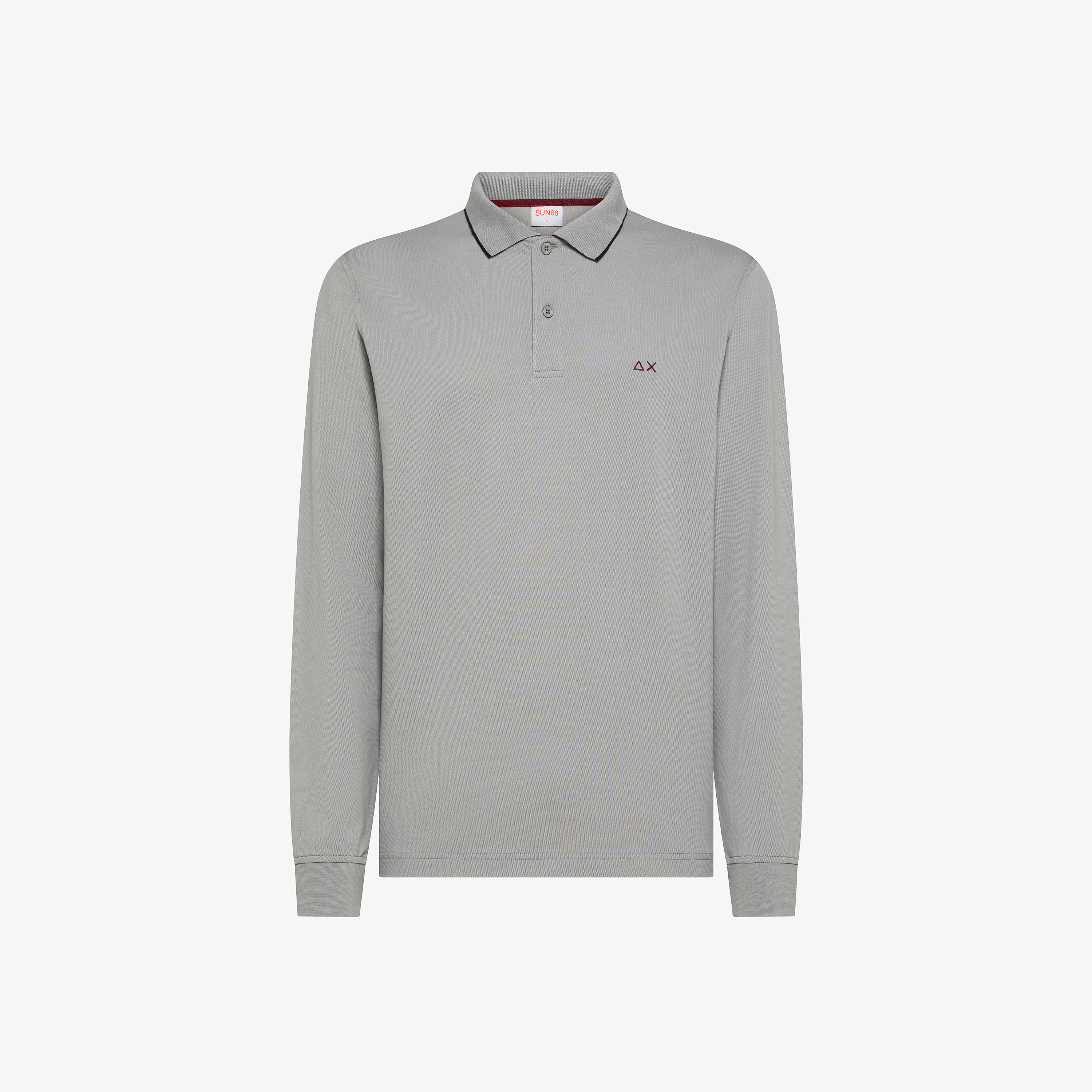 Medium grey cotton piqué polo shirt with logo