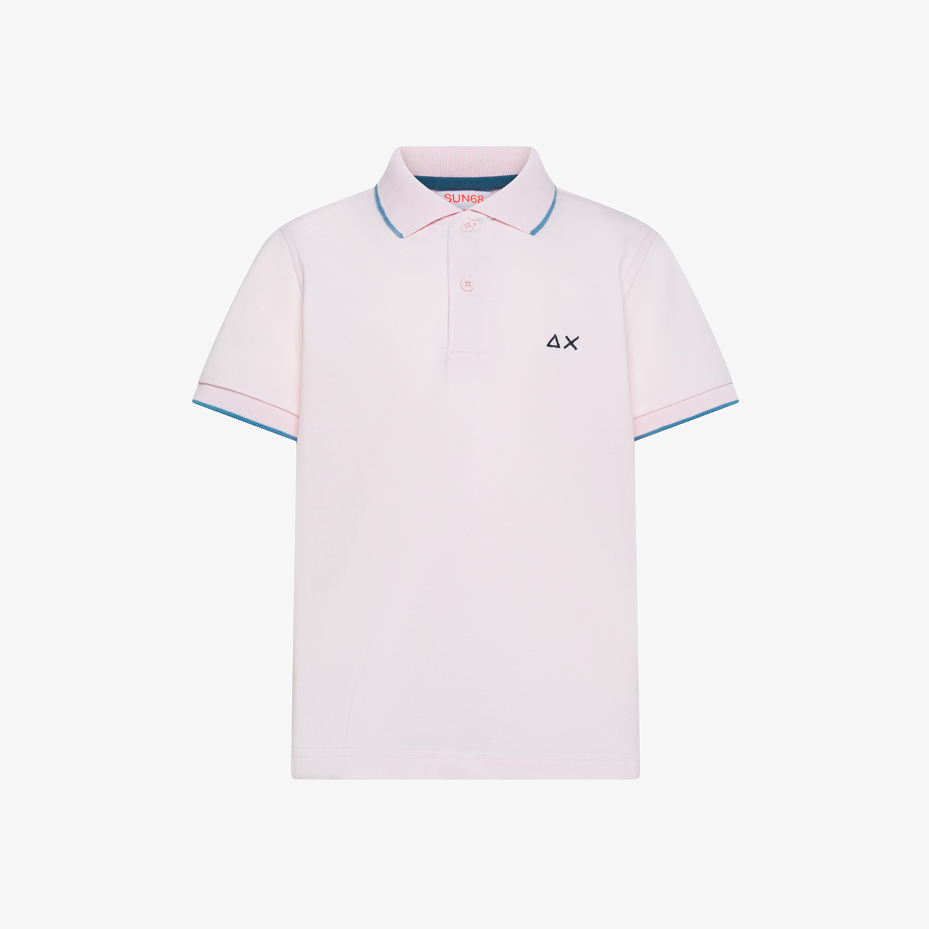 Pink cotton polo with contrast details