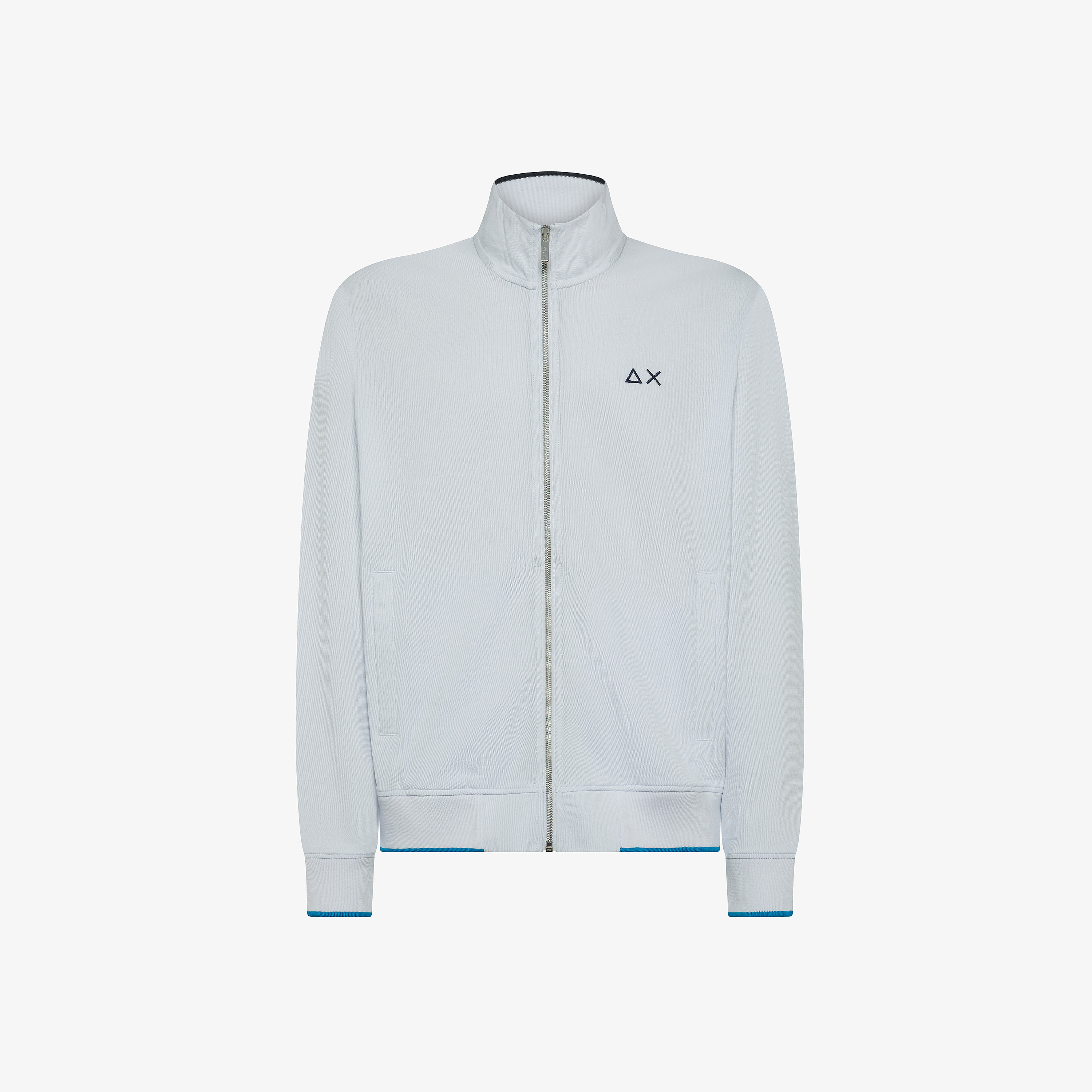 Felpa bianca in piquet con zip