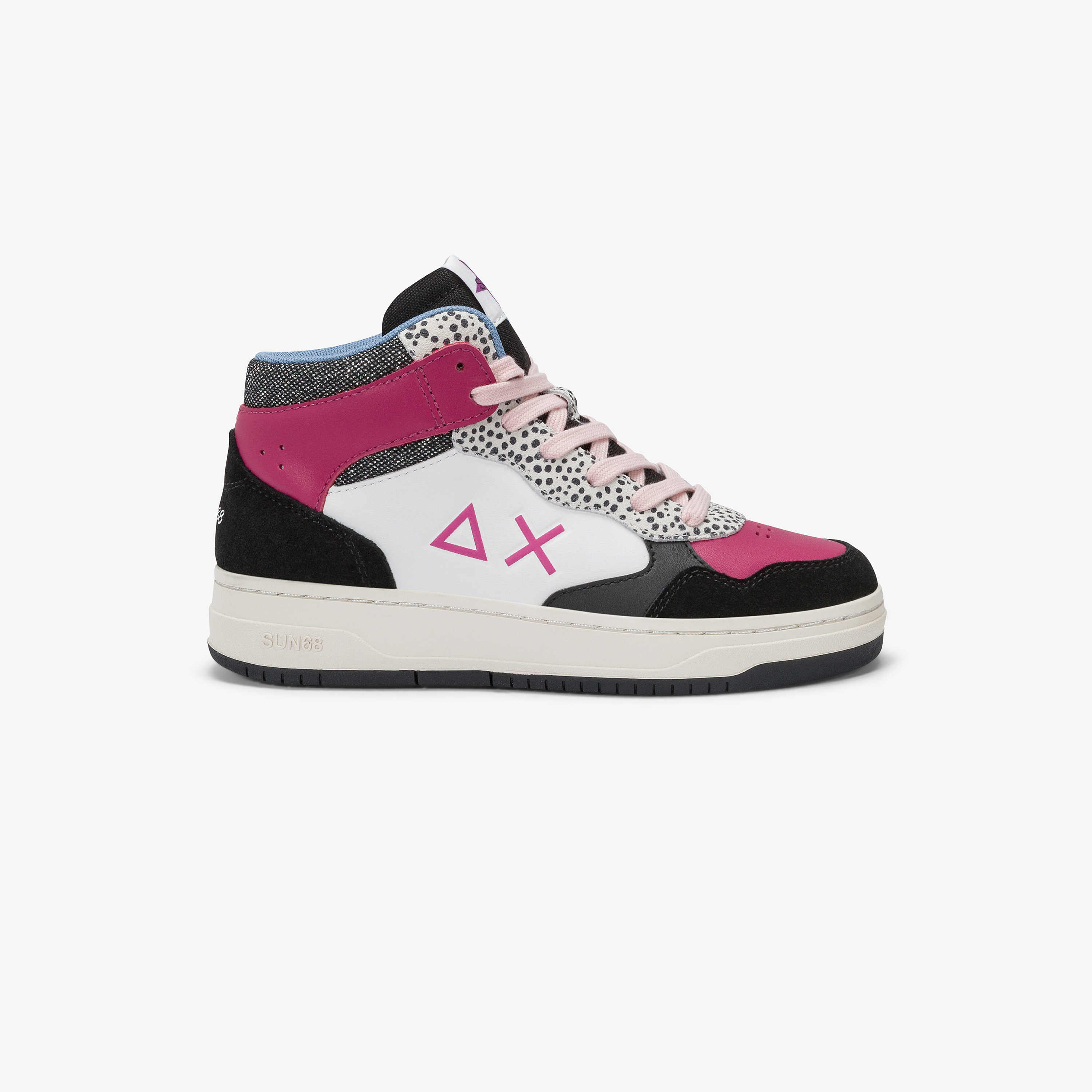 Sneaker alte Teen Girl's Basket Love Lady in pelle e suede nero