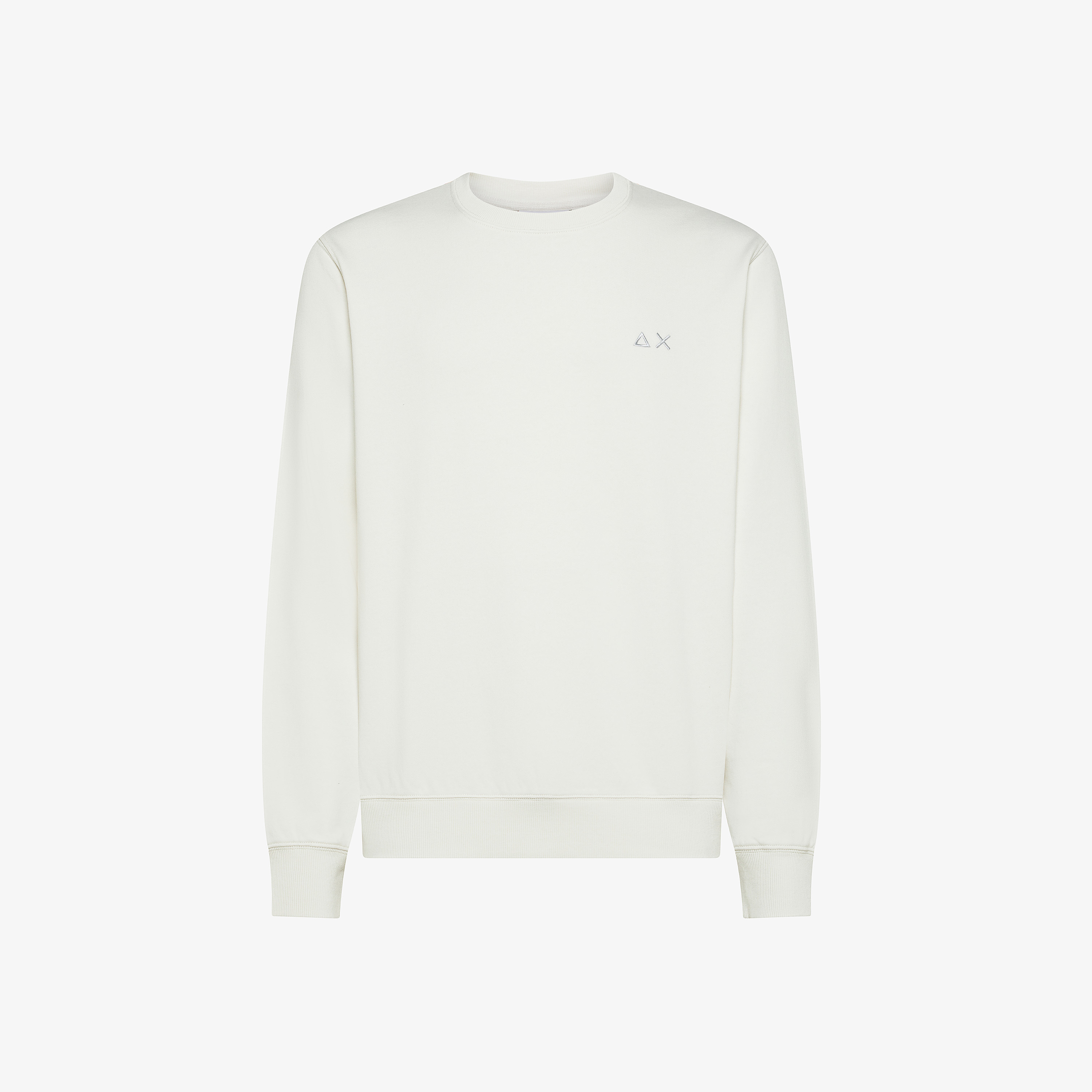 Felpa girocollo in cotone bianco panna