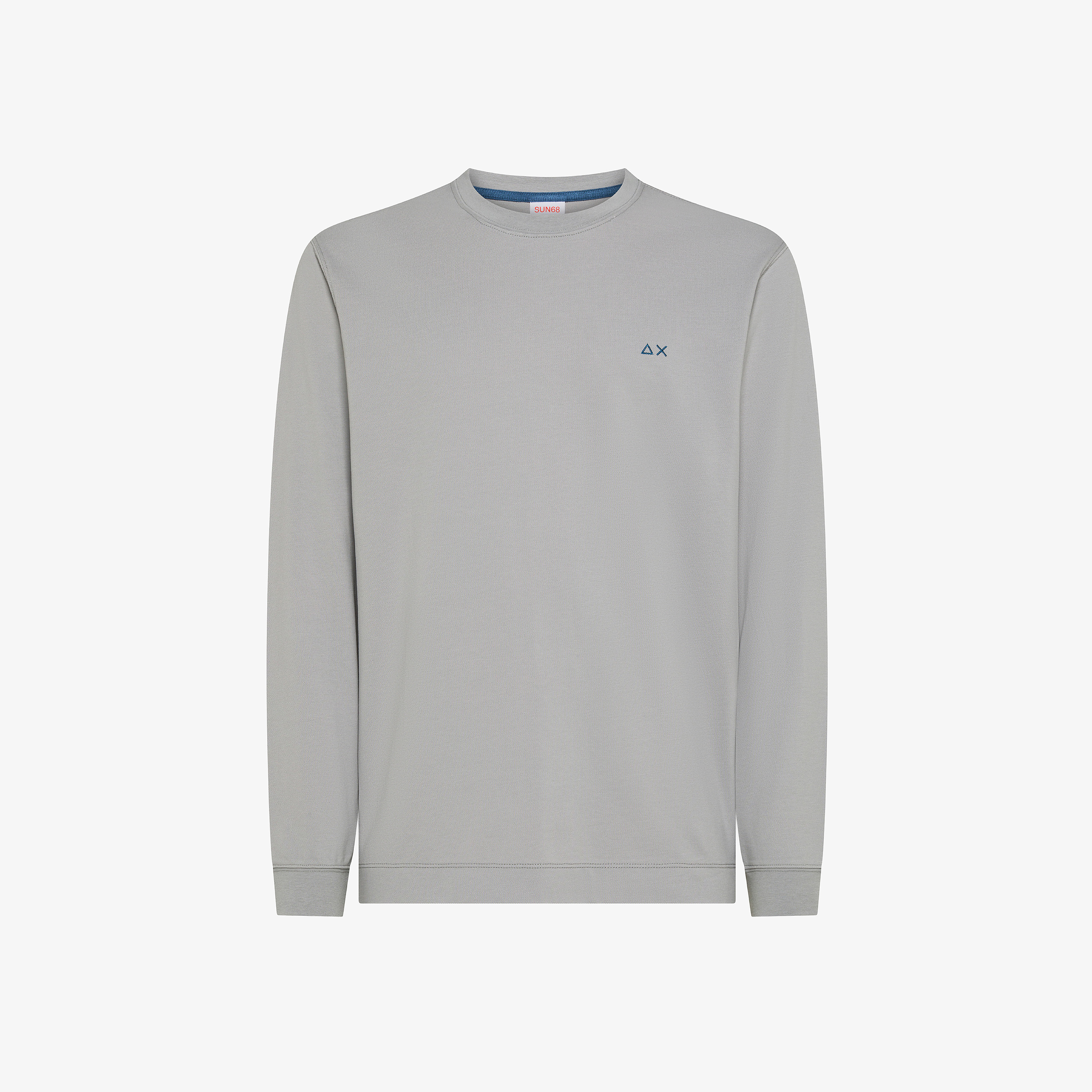 T-shirt in piquet di cotone stretch grigio medio