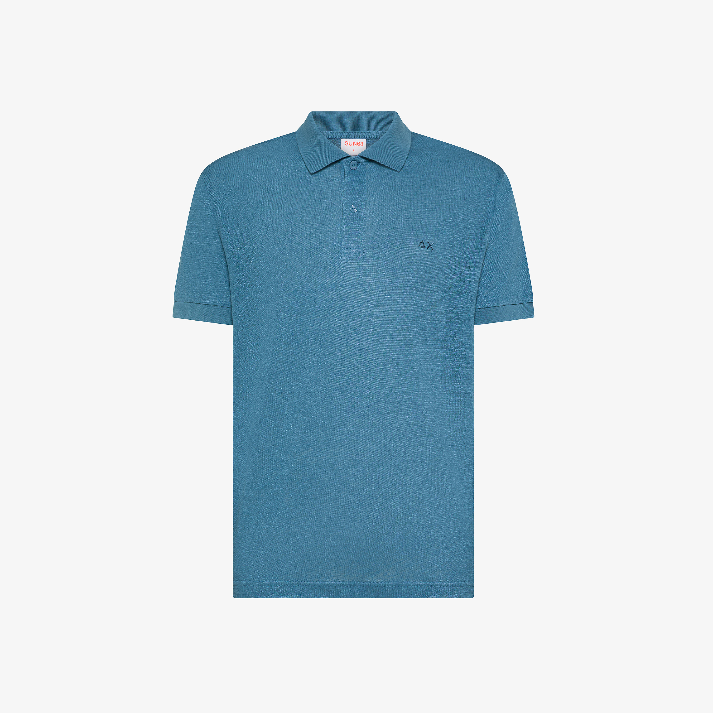 Avio blue linen jersey polo shirt