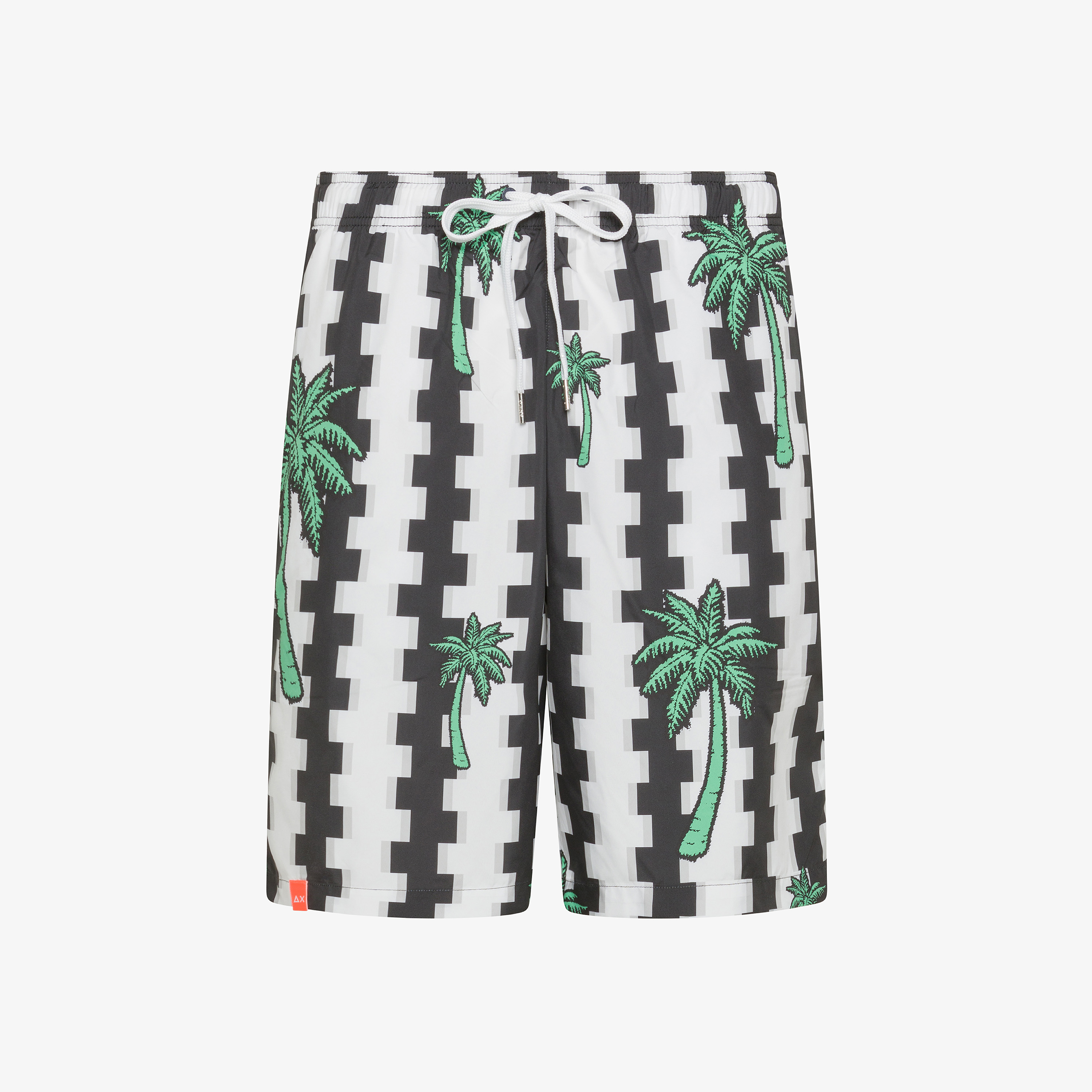 White and black printed swim shorts