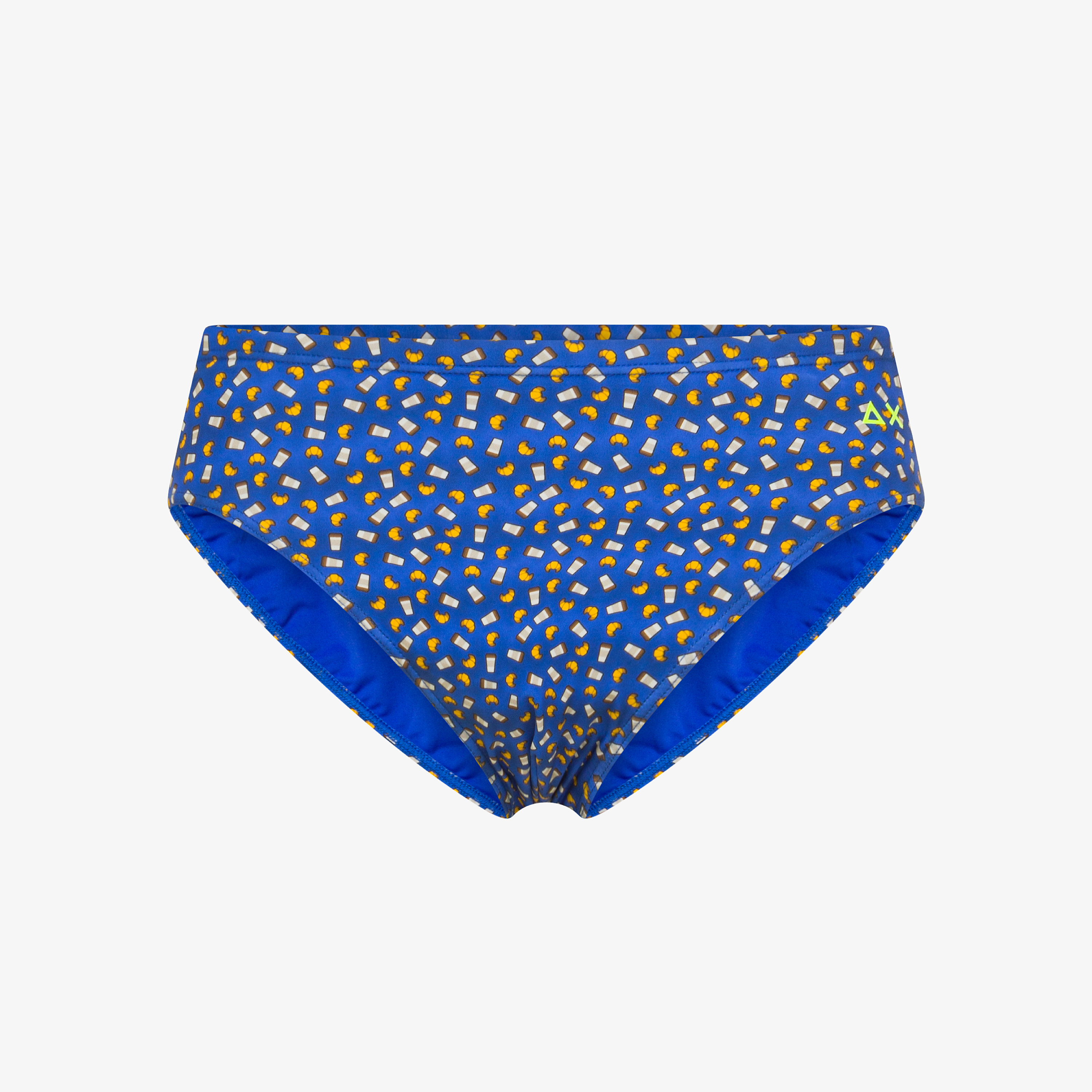 Slip mare in nylon stampato blu royal