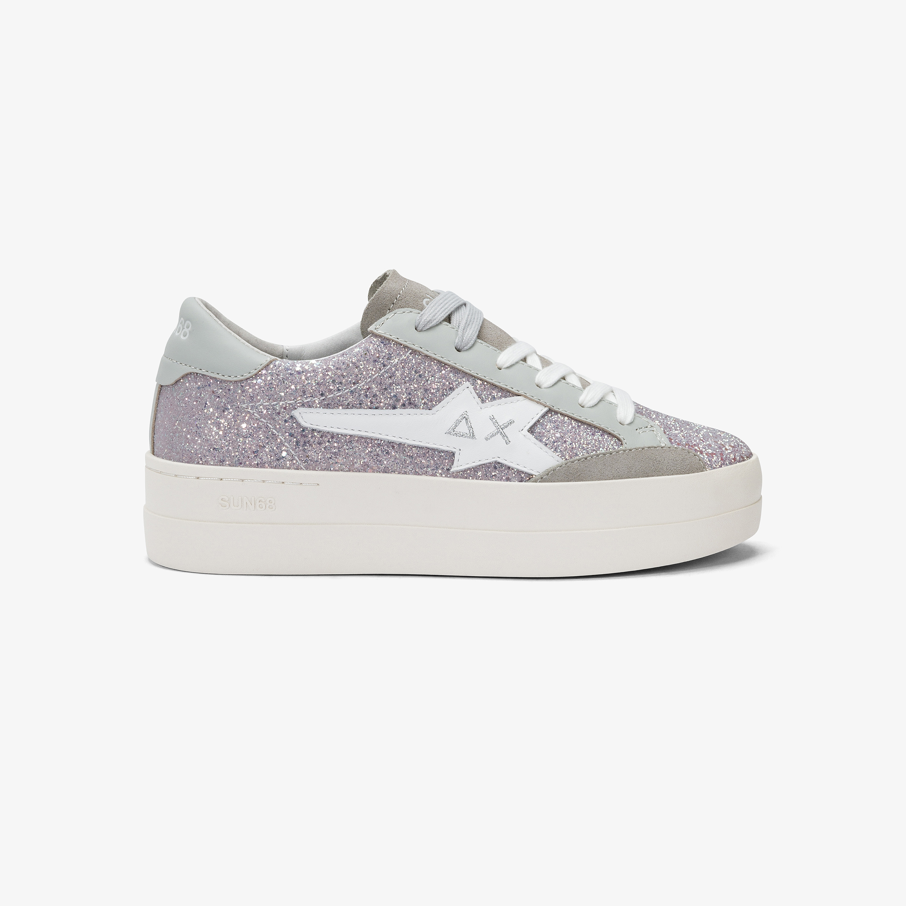 Big Katy Glitter silver leather sneaker