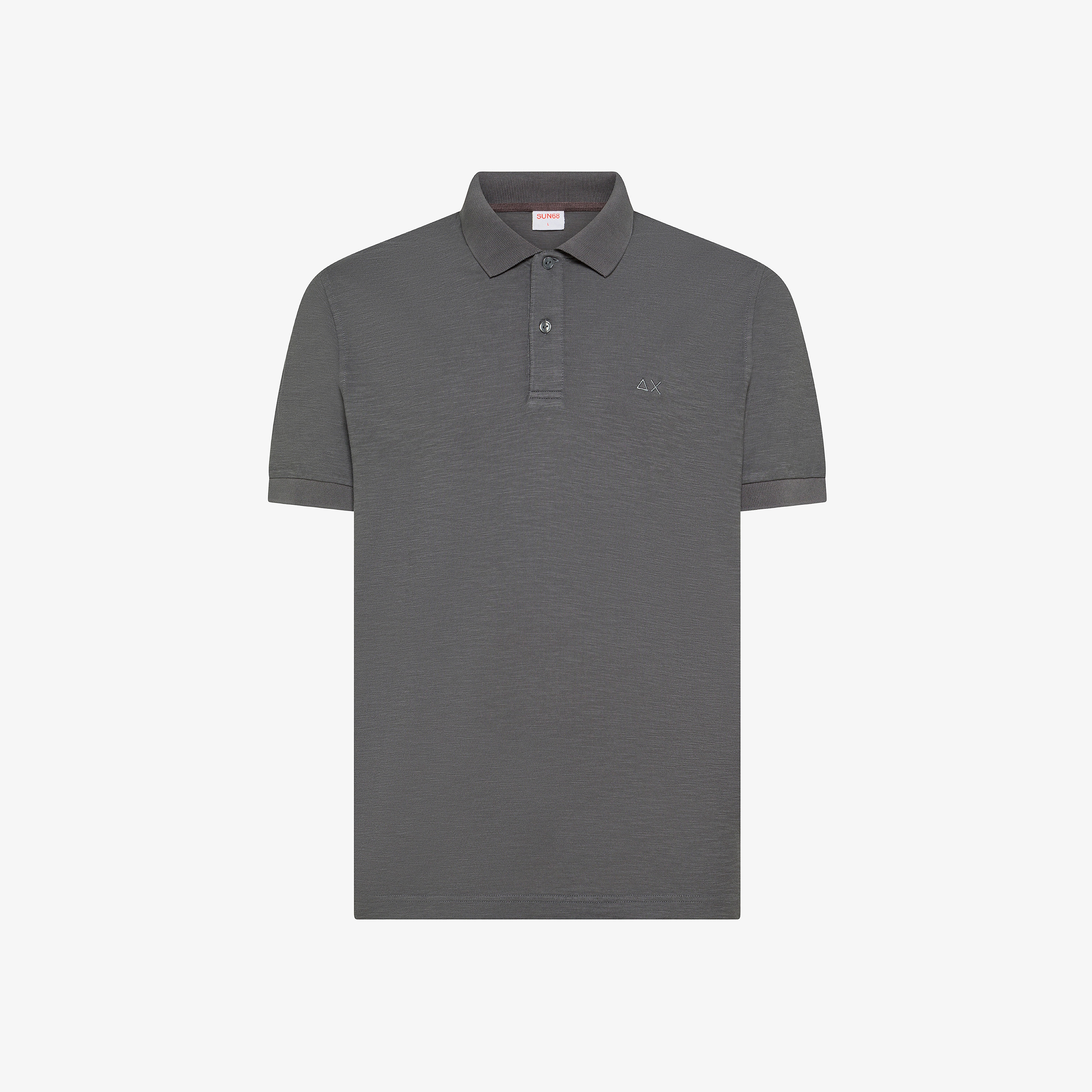 Polo con ricamo sul petto in cotone nero inchiostro