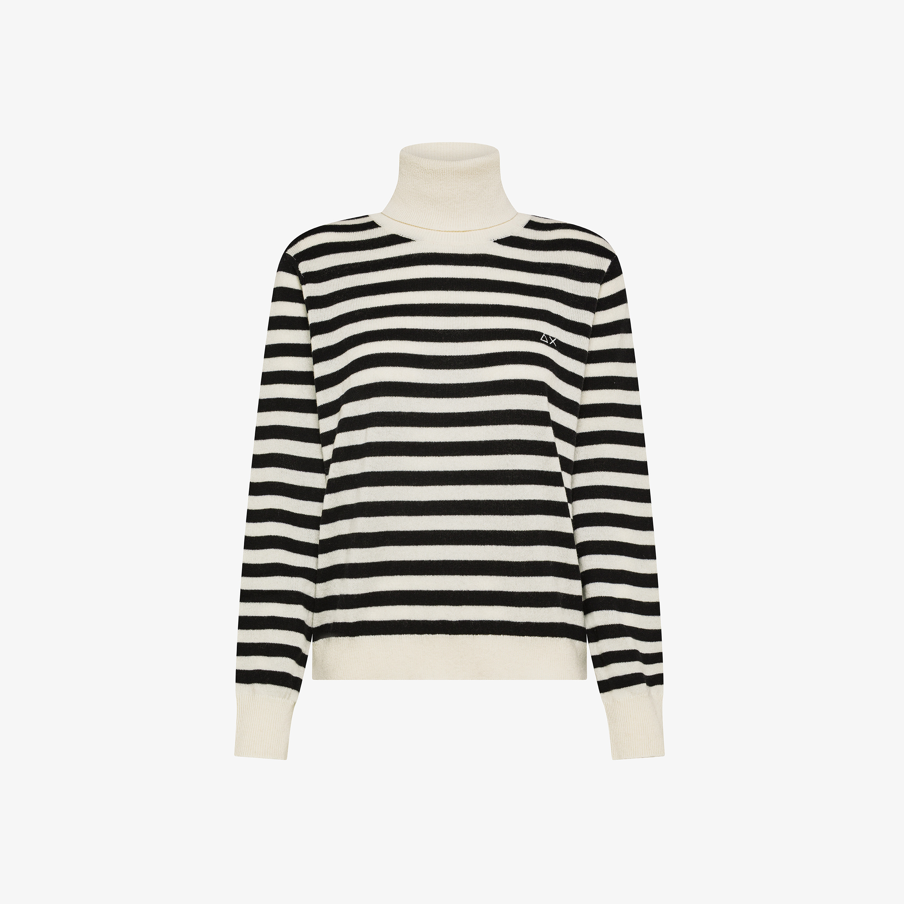 Off white / black wool and cashmere striped turtleneck jumper