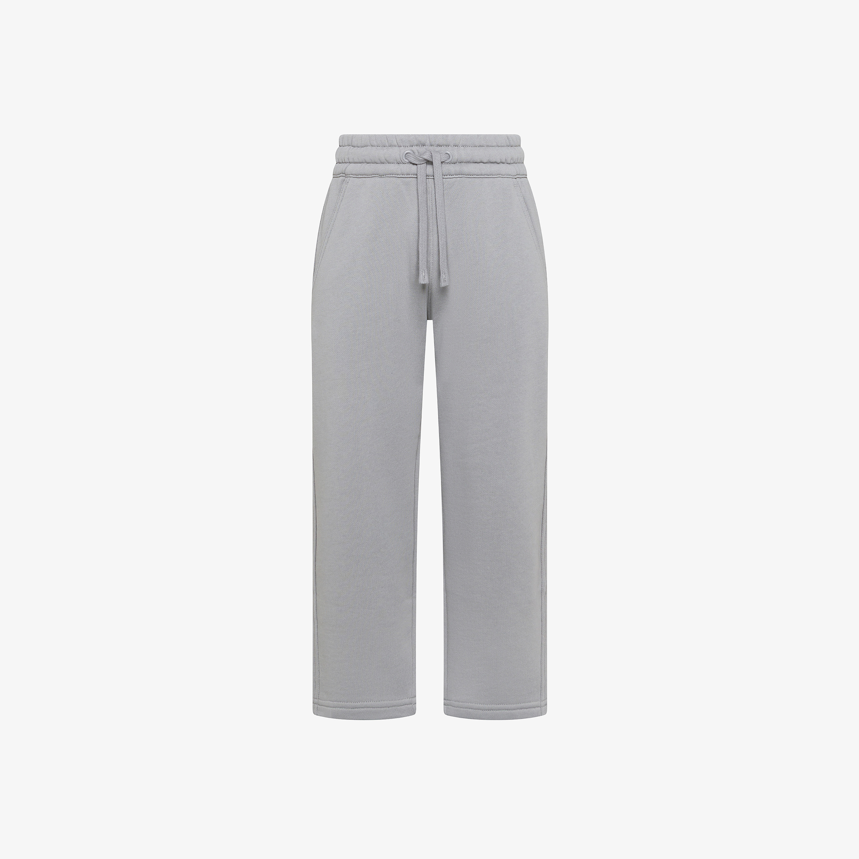 Medium grey cotton fleece joggers with drawstring