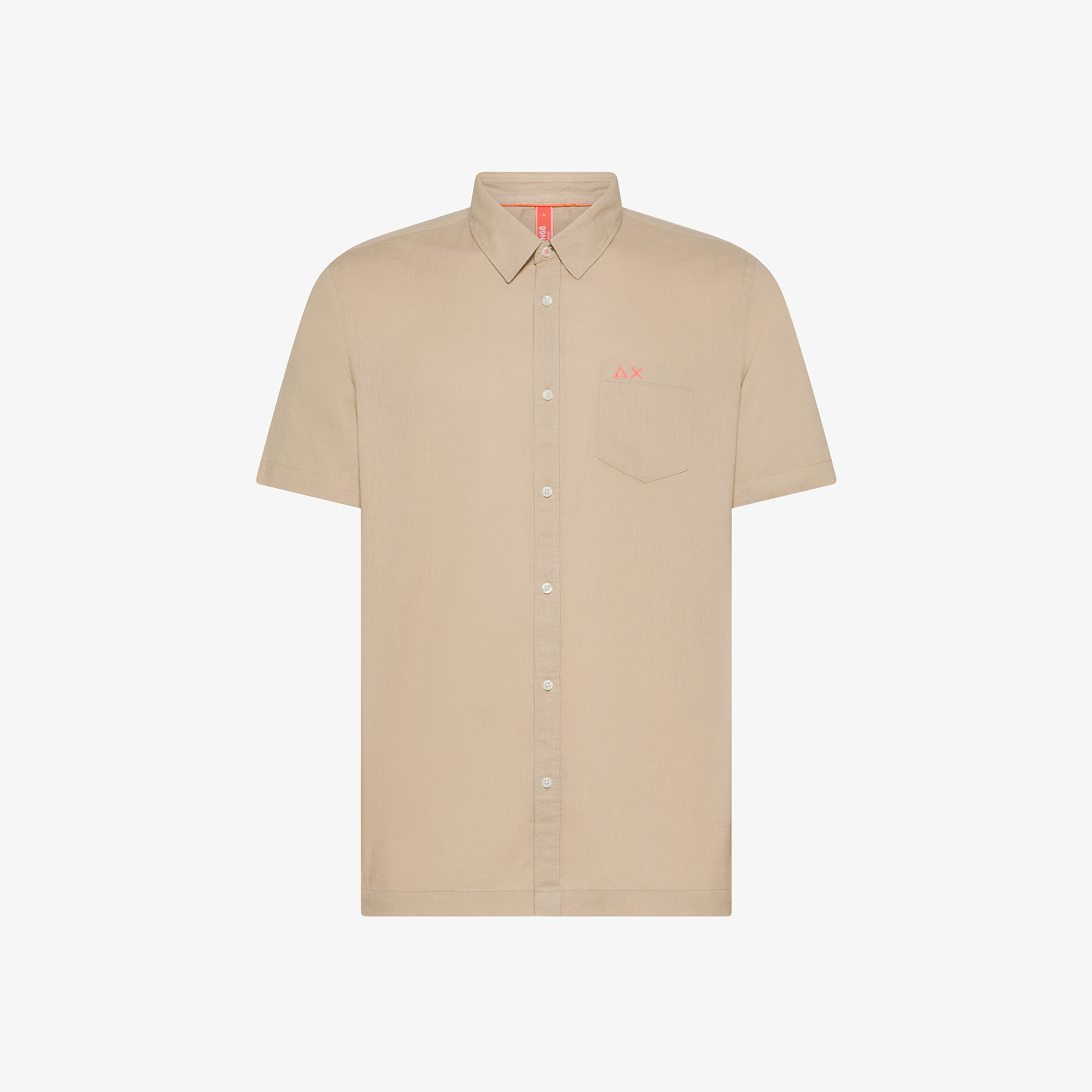 Camicia in lino e cotone sabbia